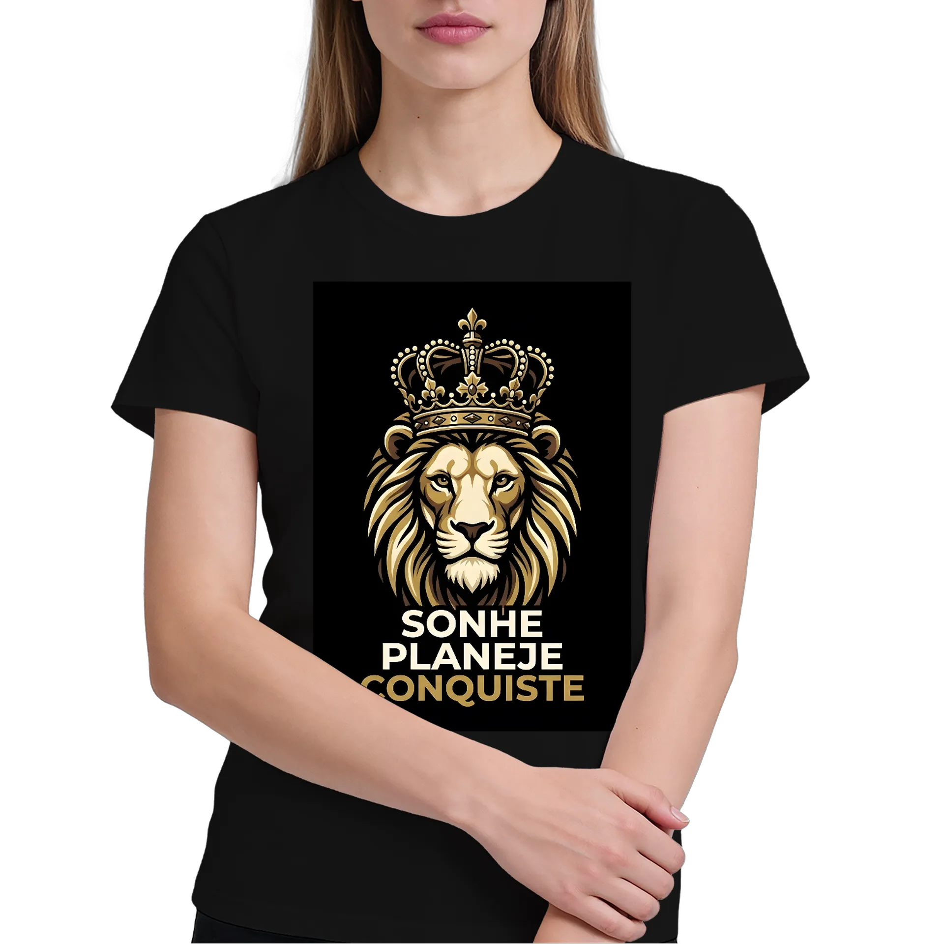 Camiseta Leão com Coroa e Frase Sonhe Planeje Conquiste de Coutinho Store — imagem 3 de 6