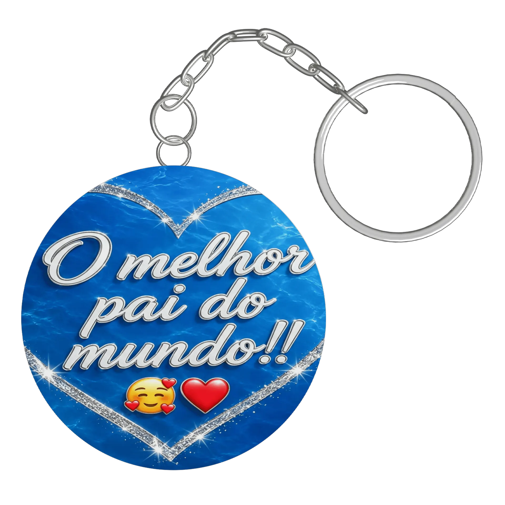 Chaveiro MDF Estampa Coração com Mensagem O melhor pai do - Imagem 3