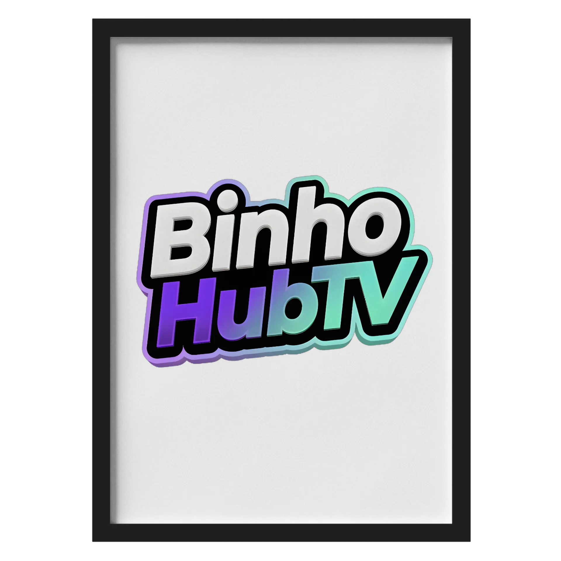 Quadro Tipográfico Binho HubTV Roxo e Verde A3 - Imagem 1