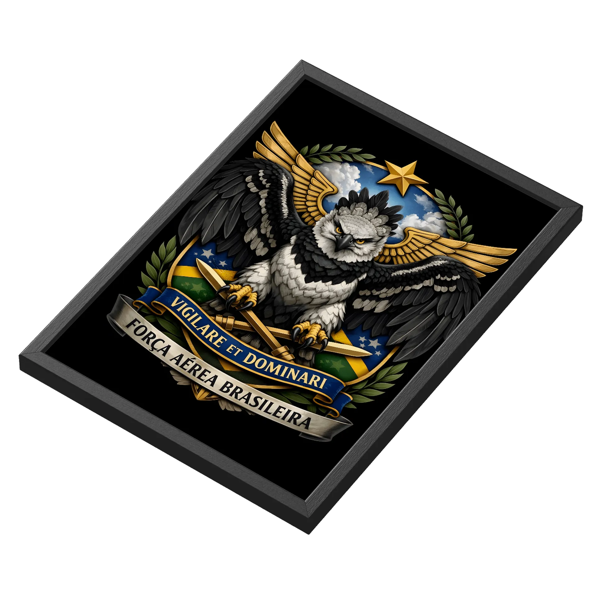 Quadro Águia Emblema Força Aérea Brasileira A3 Com Vidro - Imagem 3