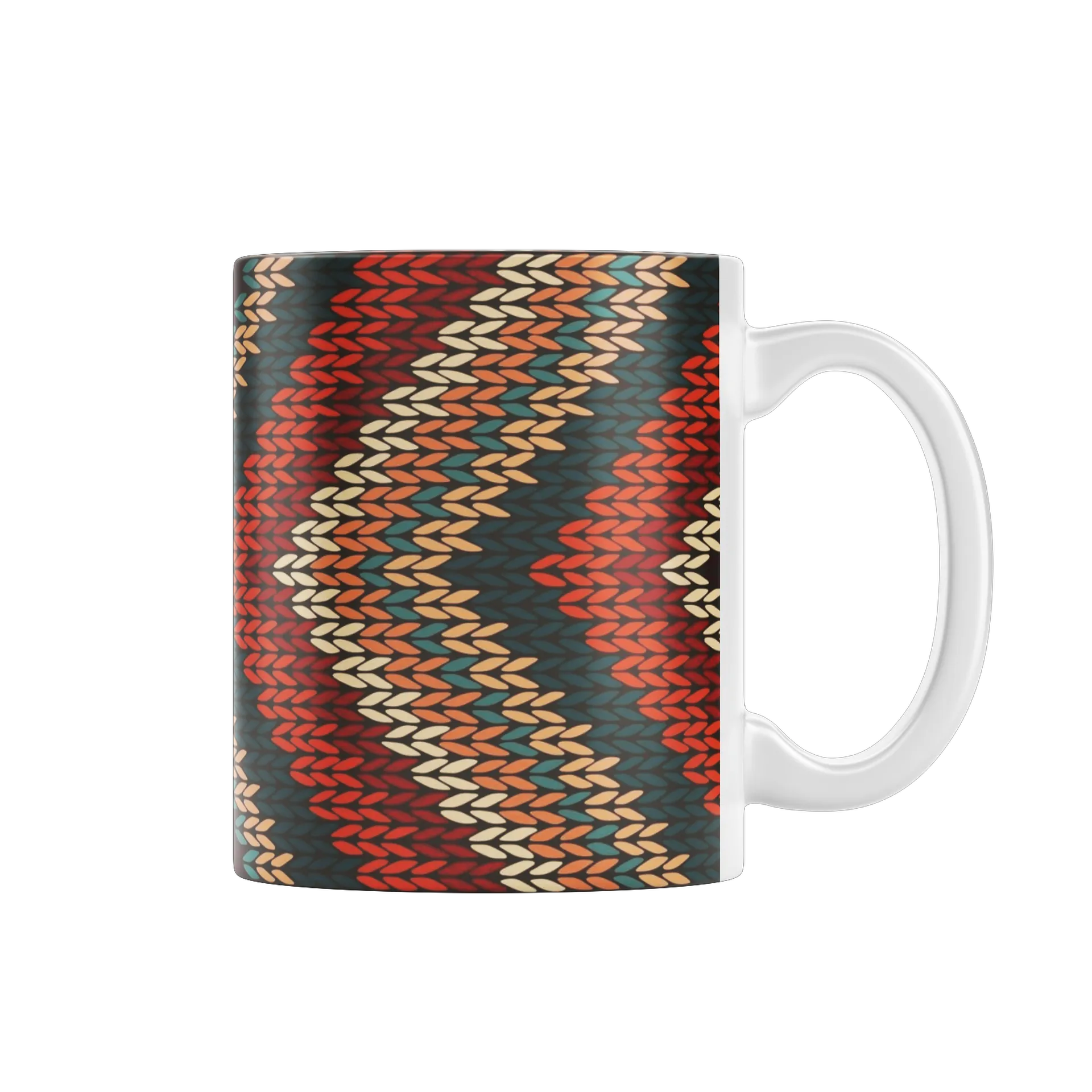 Caneca Porcelana Listras Triangulares Marrom 325ml - Imagem 1