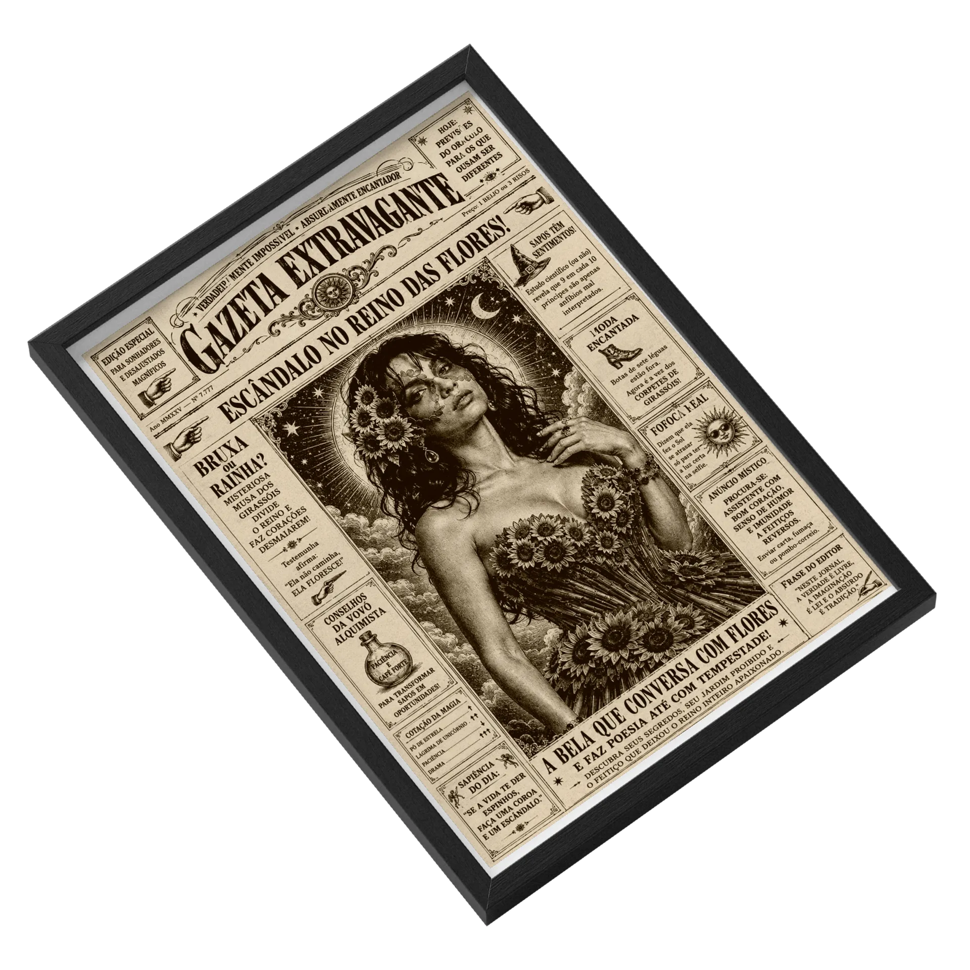 Quadro Gazeta Extravagante Mulher Flores A3 - Imagem 2