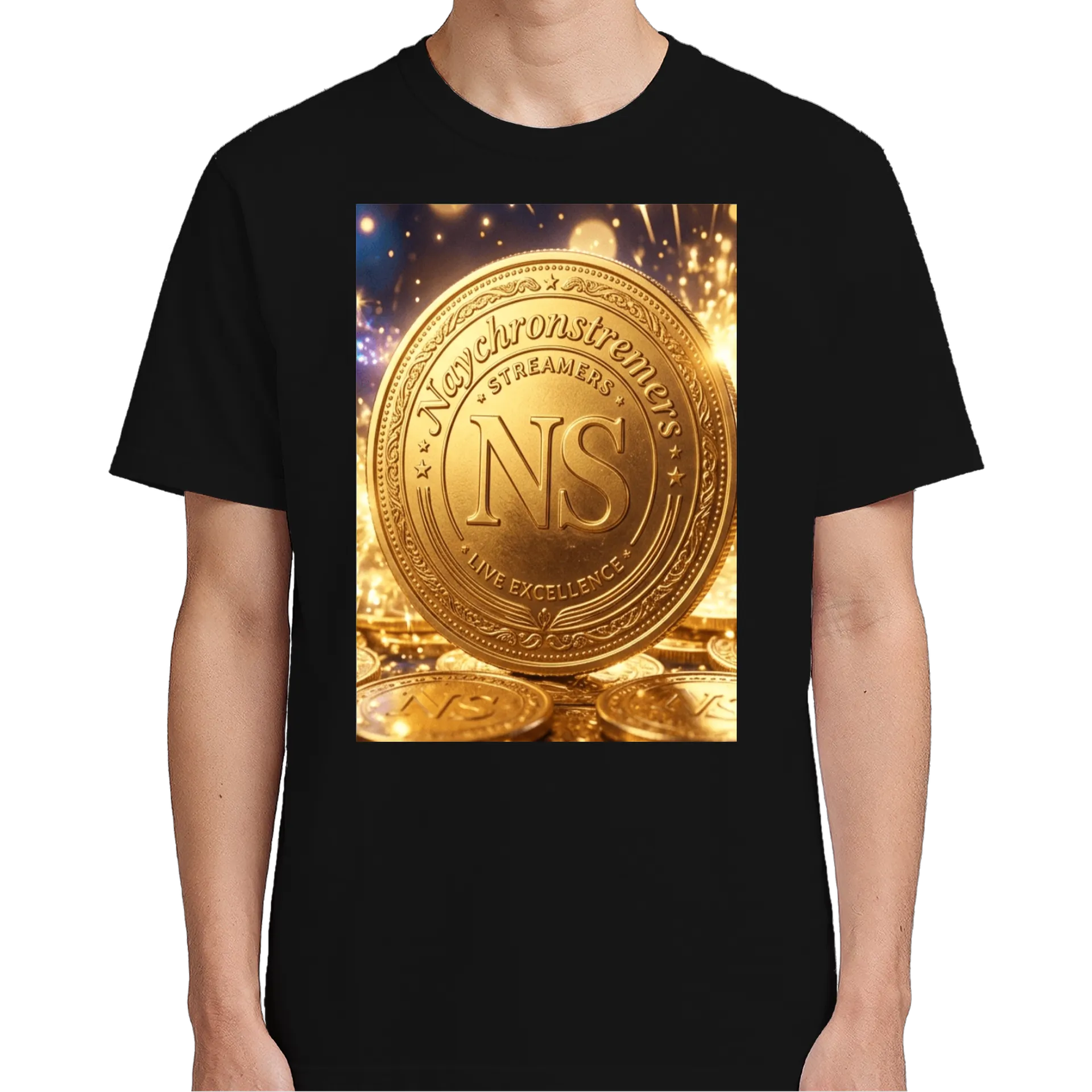 Camiseta Logotipo NS Moeda Dourada Streamers 100% Algodão - Imagem 4