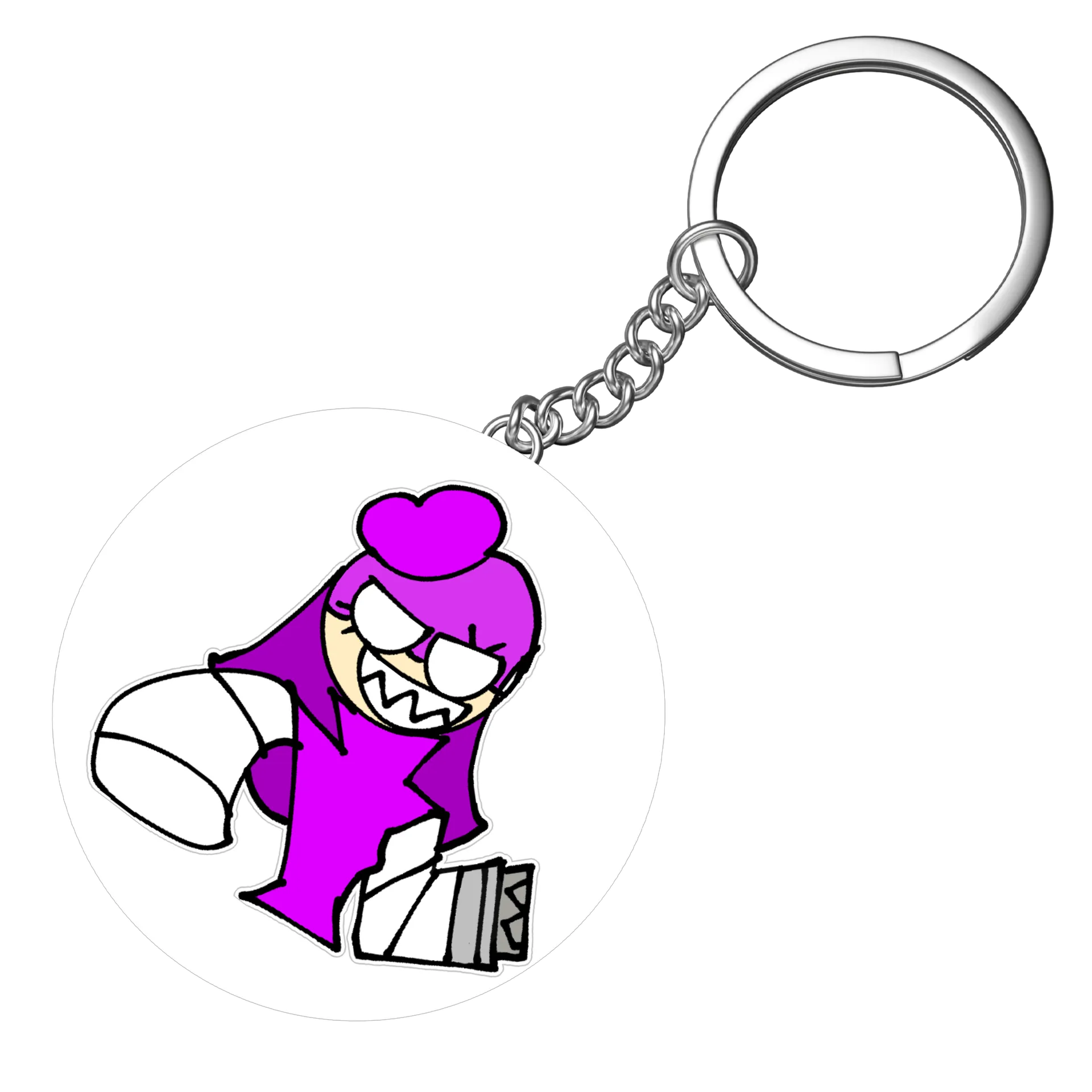Chaveiro MDF Estampa Personagem Violeta Neon de XElectronz — imagem 3 de 3