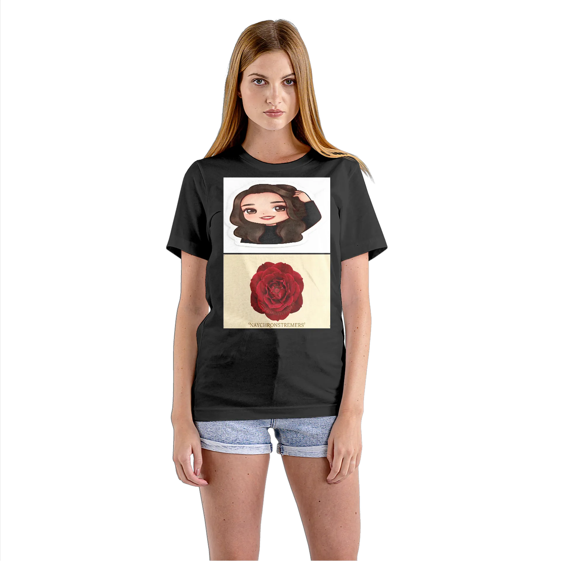Camiseta Babylook Naychronstreamers Rosa Vermelha 100% - Imagem 3