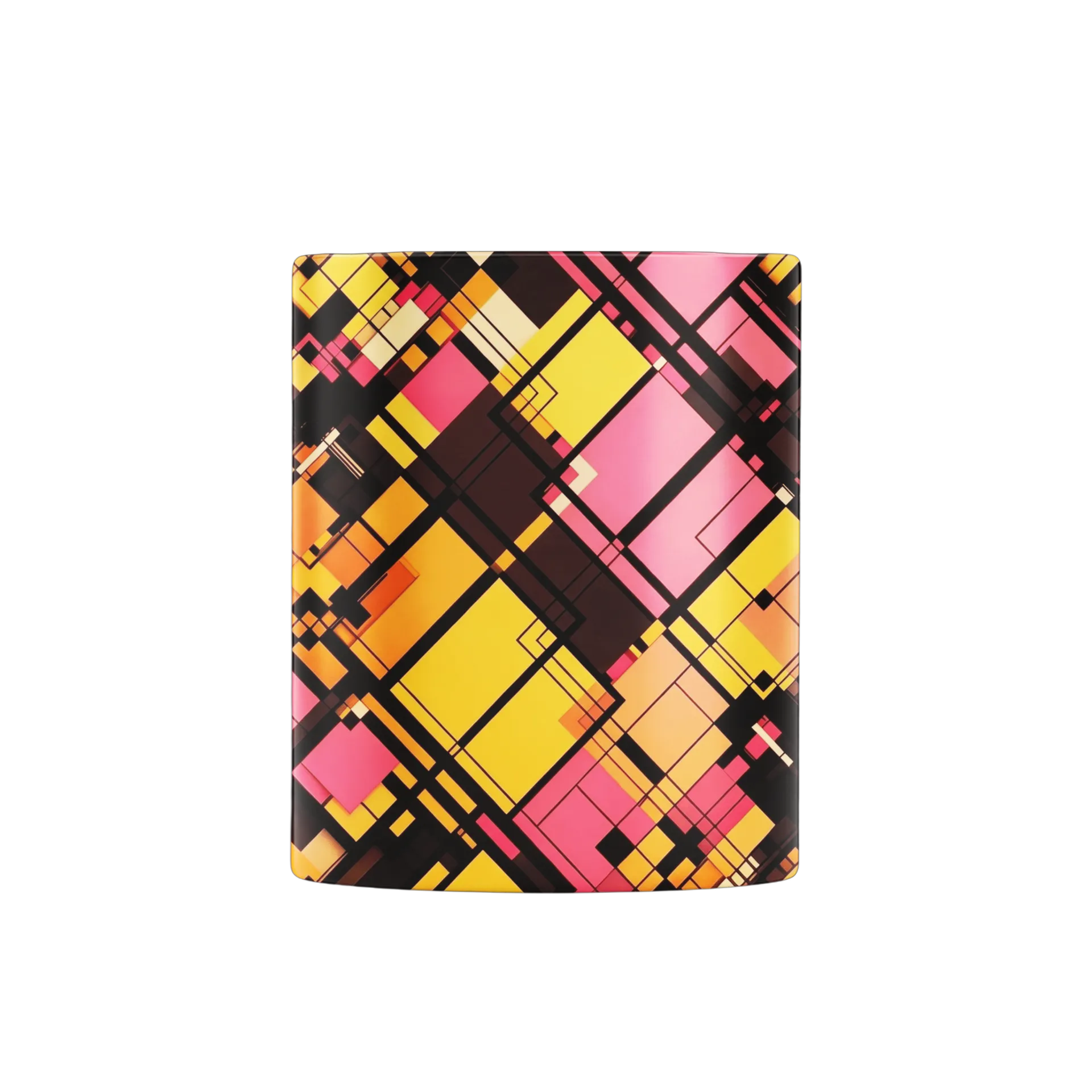 Caneca Porcelana Geometria Laranja Rosa 325ml - Imagem 2