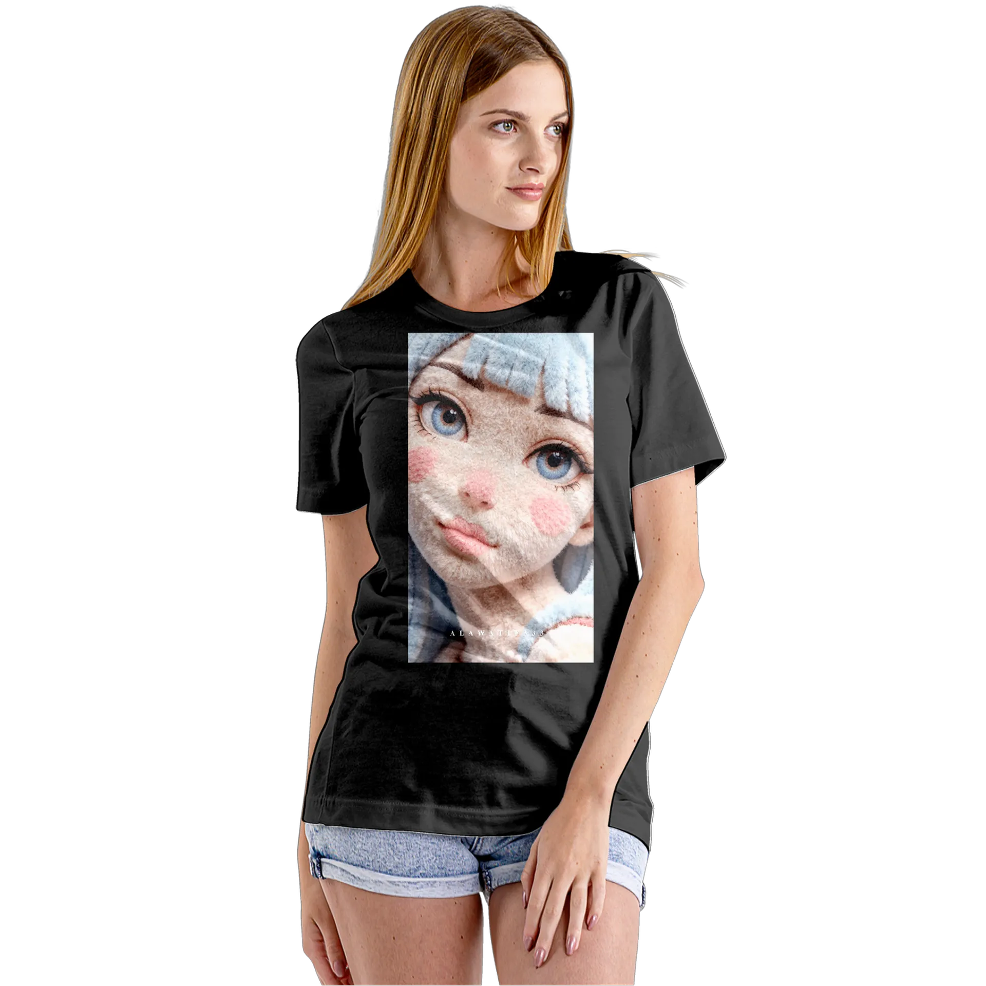 Camiseta Babylook Retrato Realista de Mulher 100% Algodão - Imagem 5