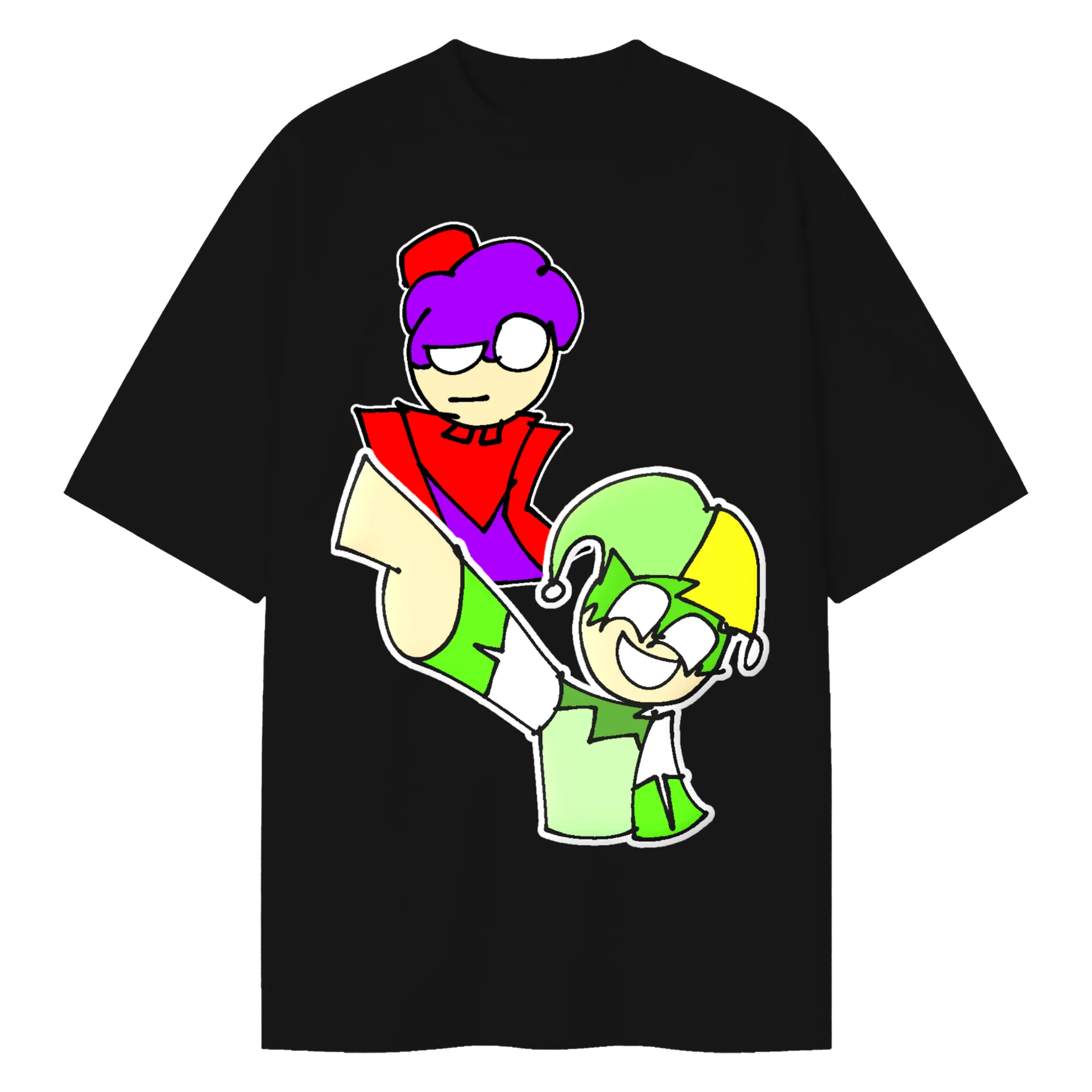 Camiseta Oversized Estampa Cartunesca Multicolorida de XElectronz — imagem 1 de 6