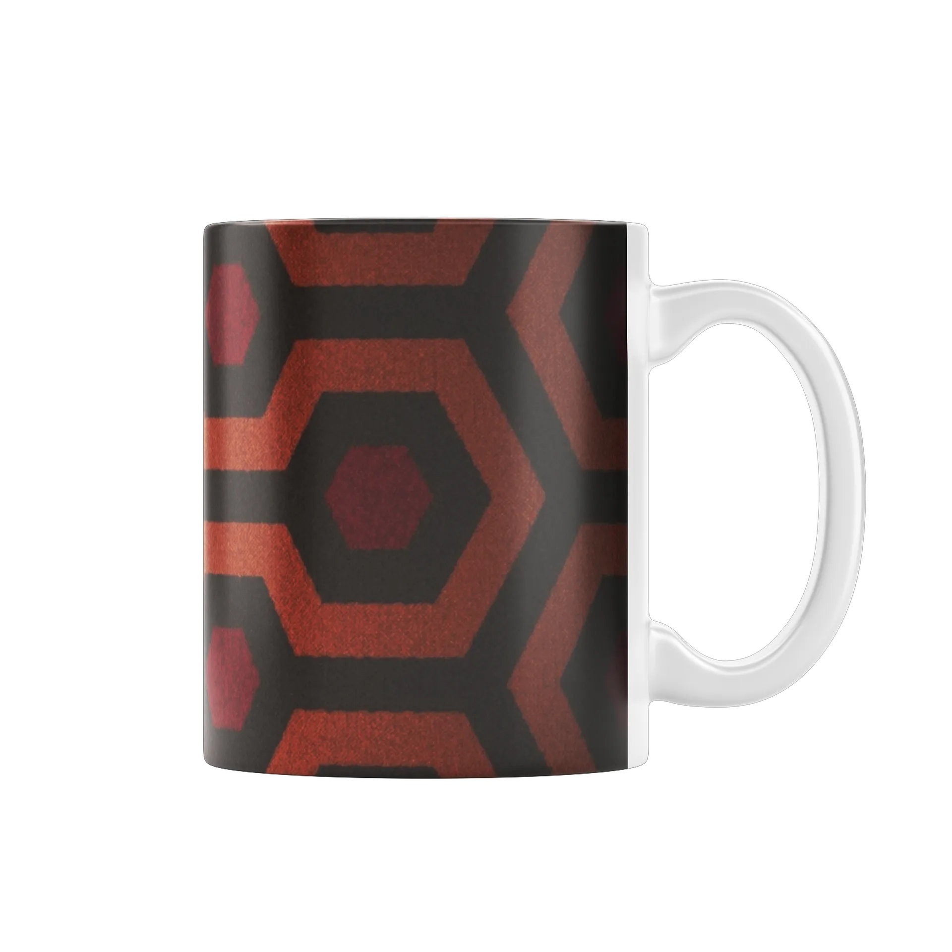 Caneca Porcelana Geométrica Laranja Marrom 325ml - Imagem 1