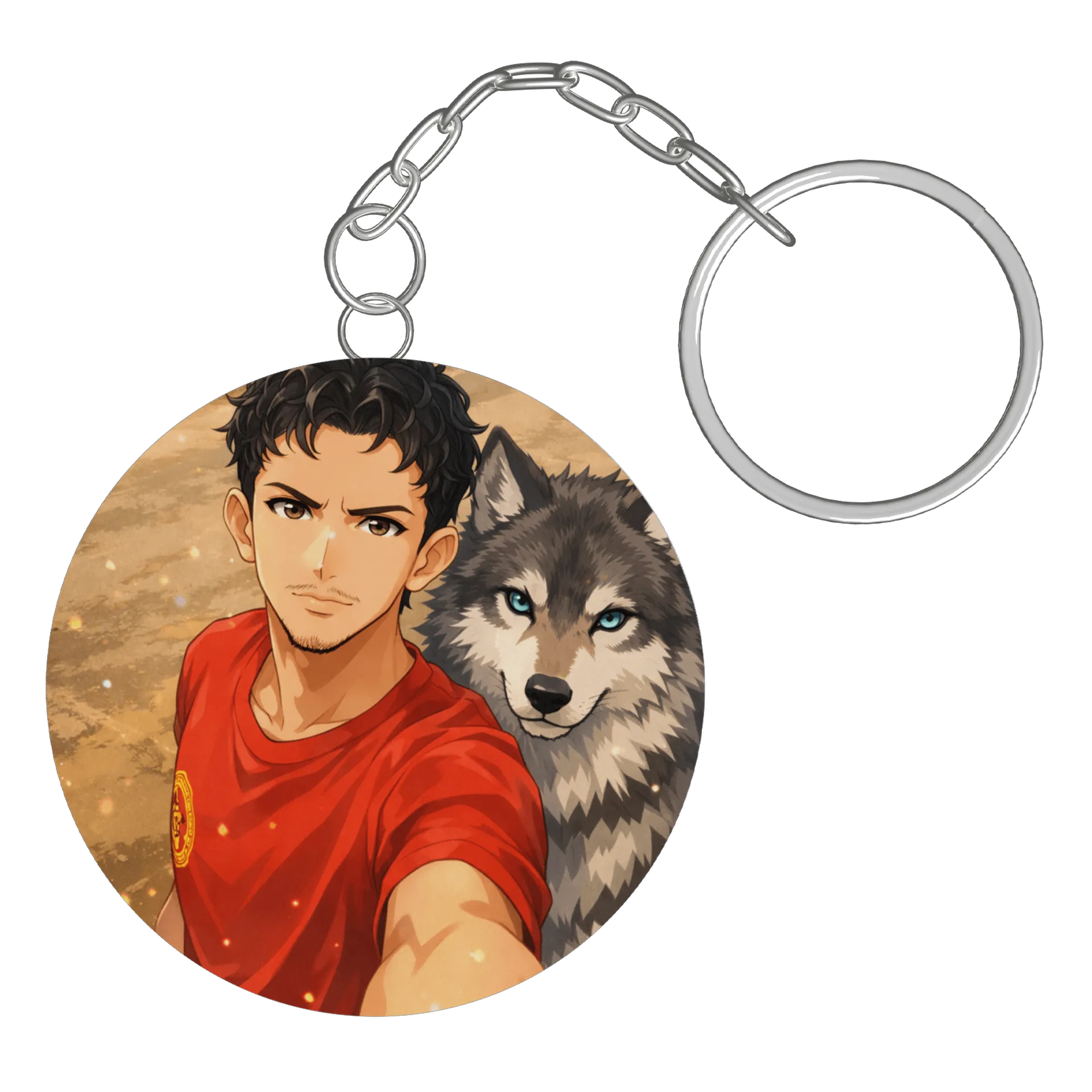Chaveiro MDF Estampa Homem Lobo 5x5cm de DSA