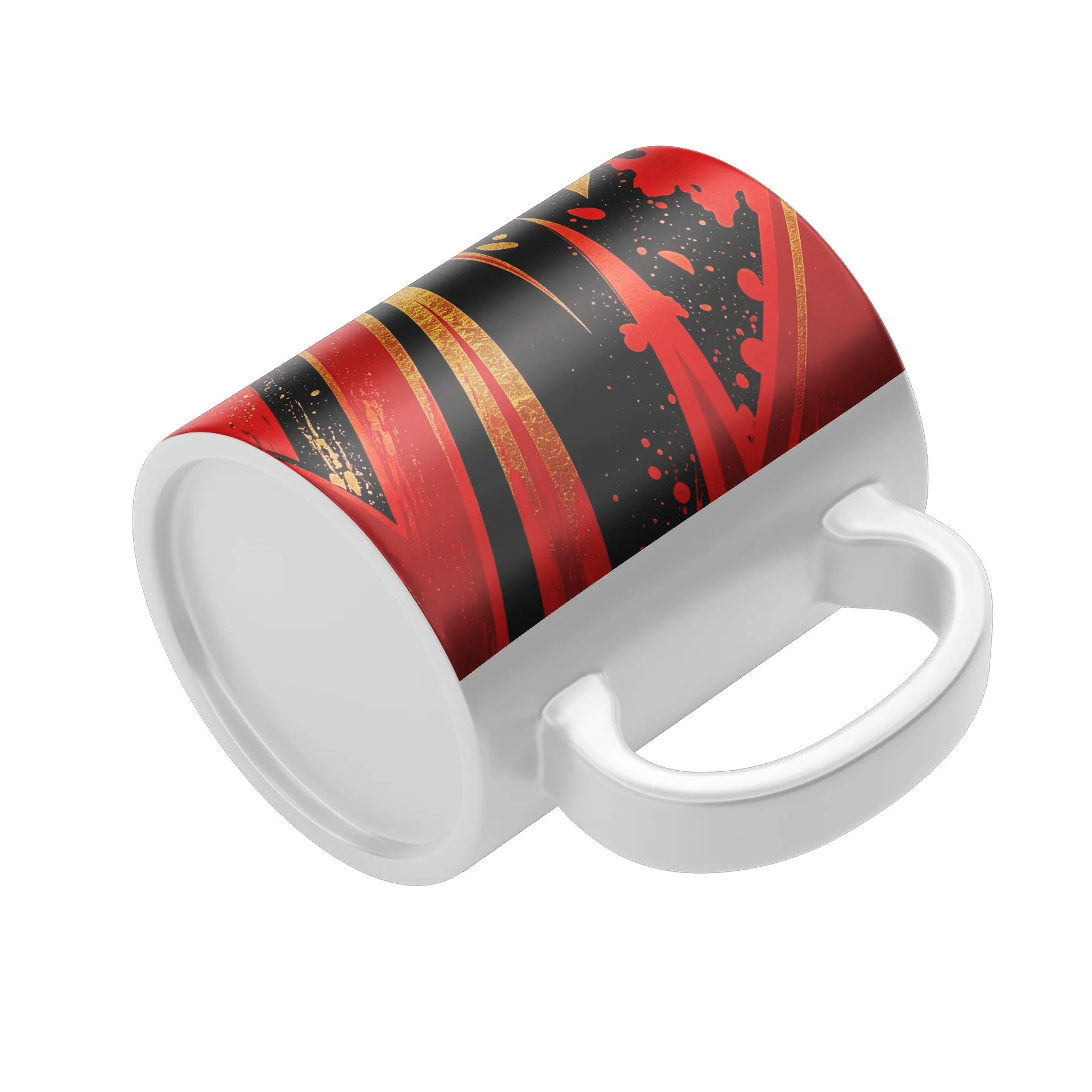Caneca Estampa Abstrata Vermelho Dourado 325ml - Imagem 4