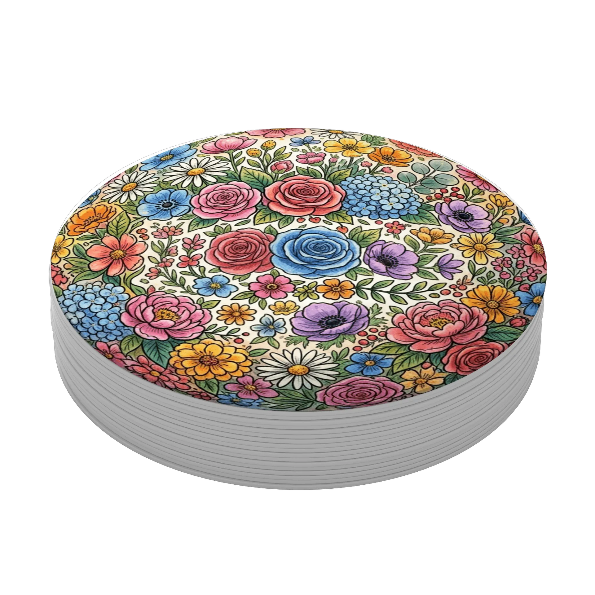 Porta-copo Estampa Floral Colorida em MDF 10x10cm - Imagem 3