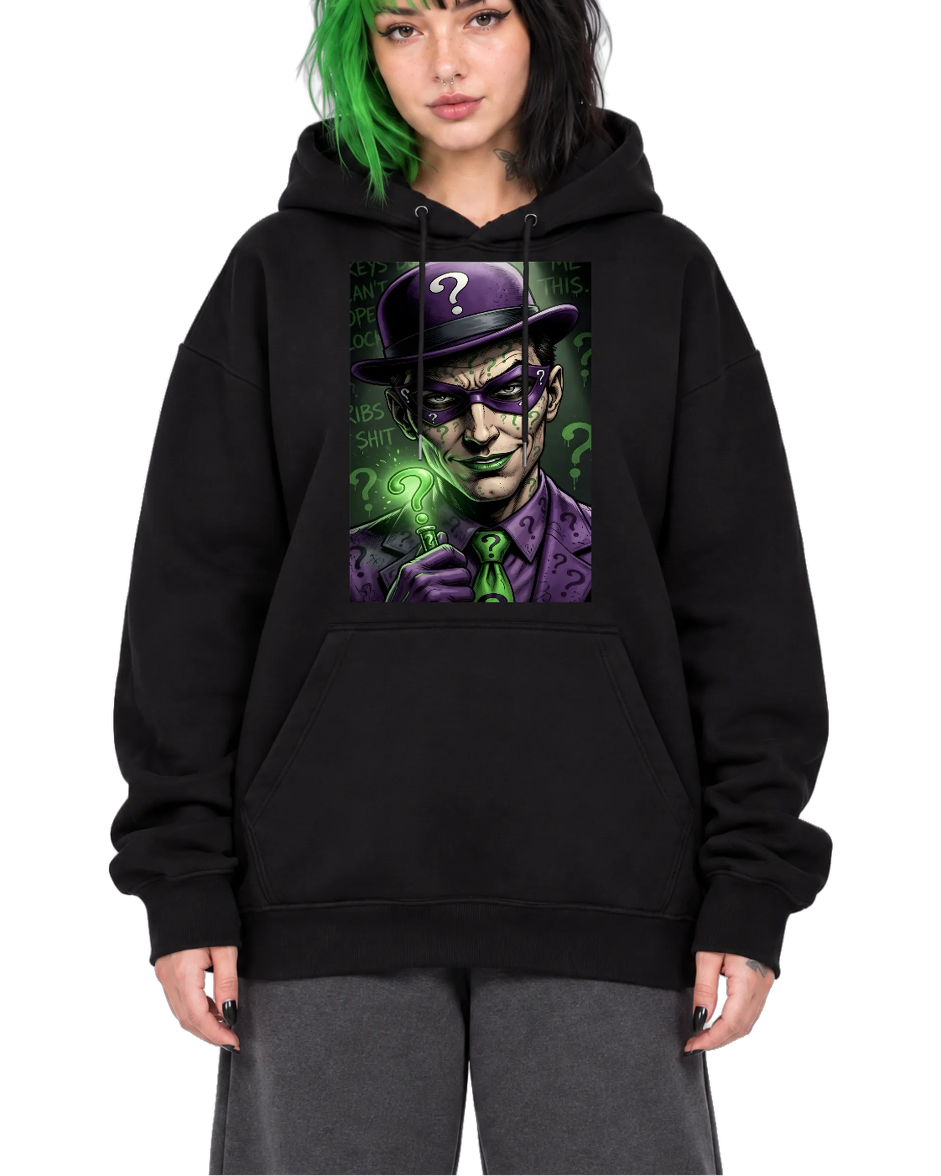 Blusa Moletom Charada Cartunesco Roxo e Verde Canguru - Imagem 1