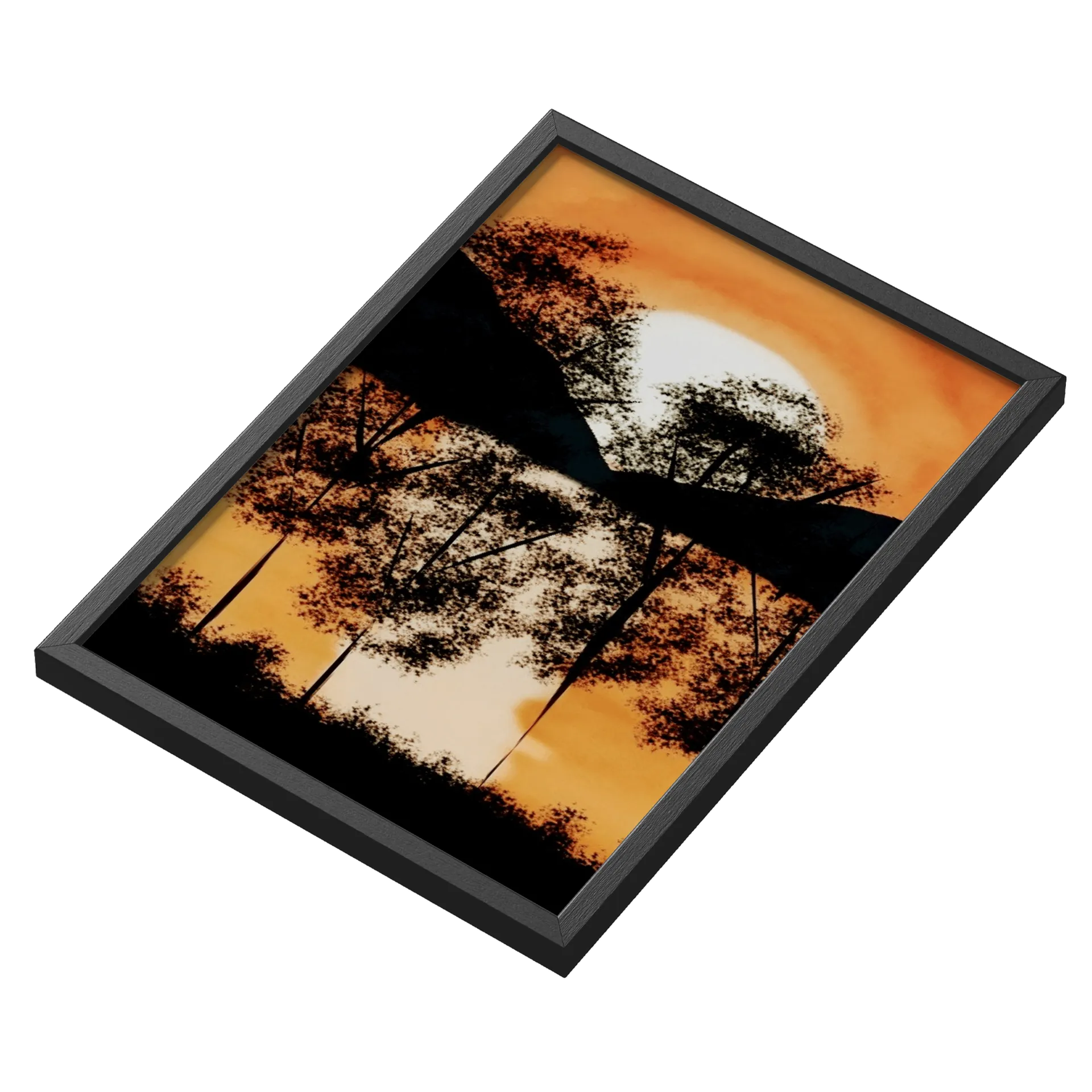 Quadro Paisagem de Árvores ao Pôr do Sol A3 com Vidro - Imagem 3