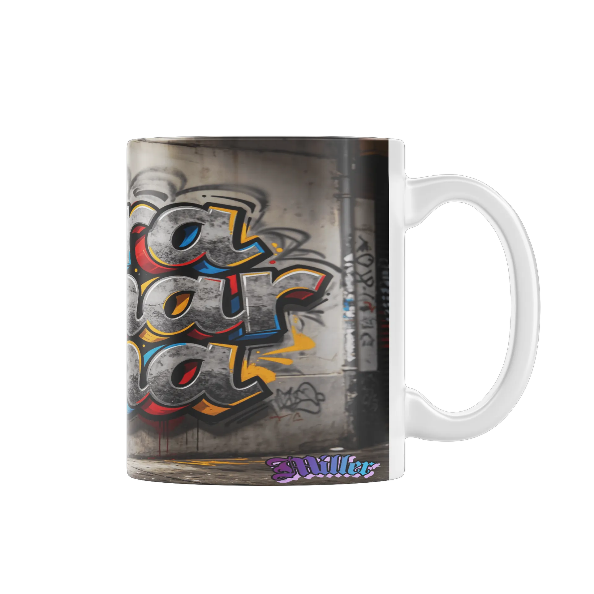 Caneca Porcelana Estampa Graffiti Bora Tomar Uma 325ml - Imagem 1