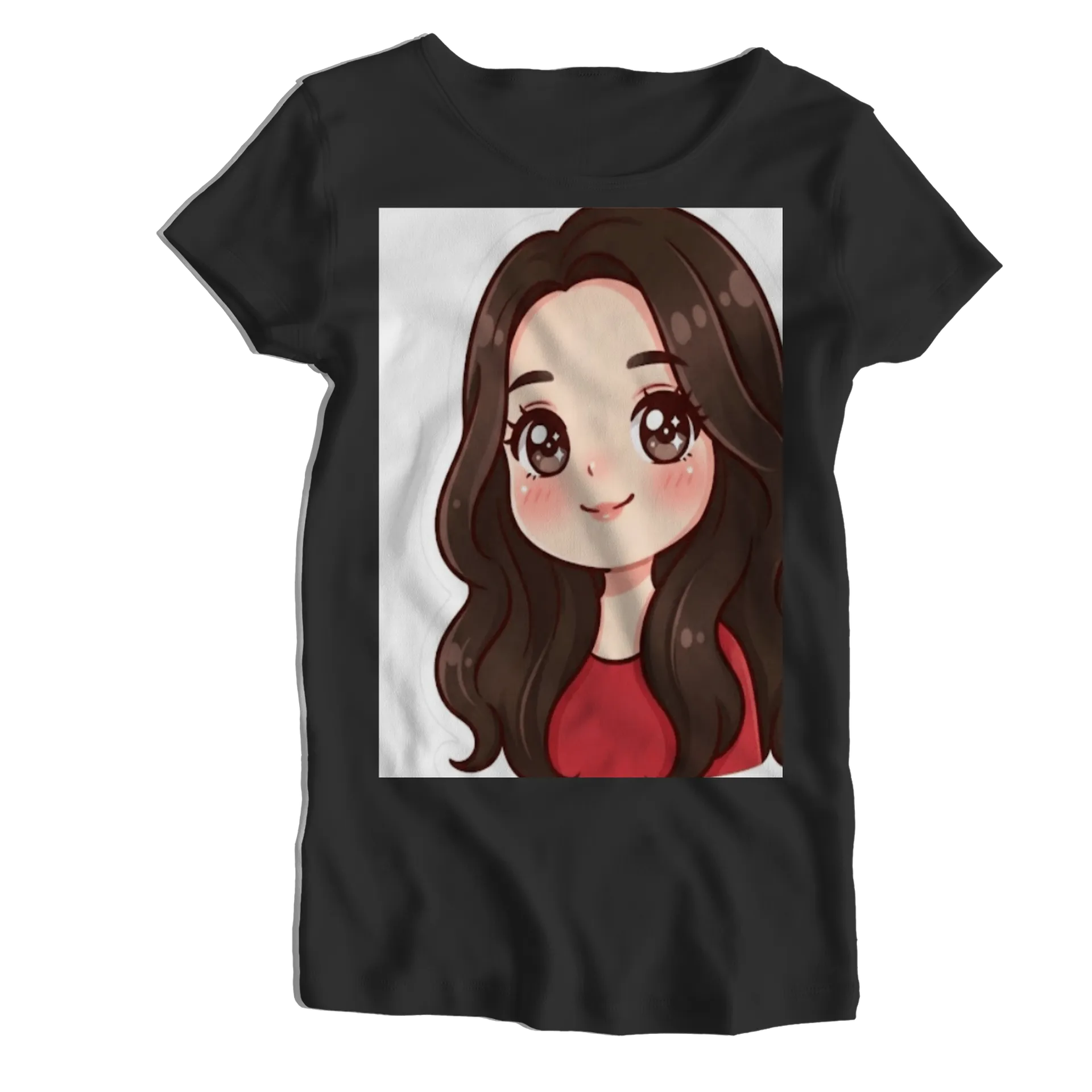 Camiseta Babylook Menina Anime Cabelo Castanho 100% Algodão - Imagem 1