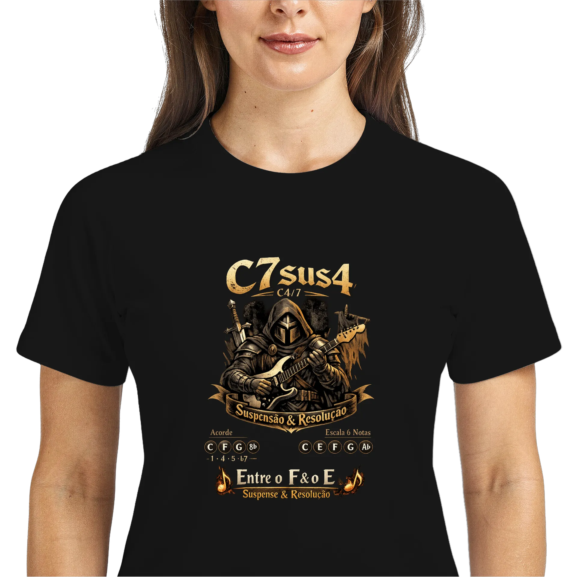 Camiseta Dry Fit Estampa Cavaleiro Guitarra Metal Seriado - Imagem 3