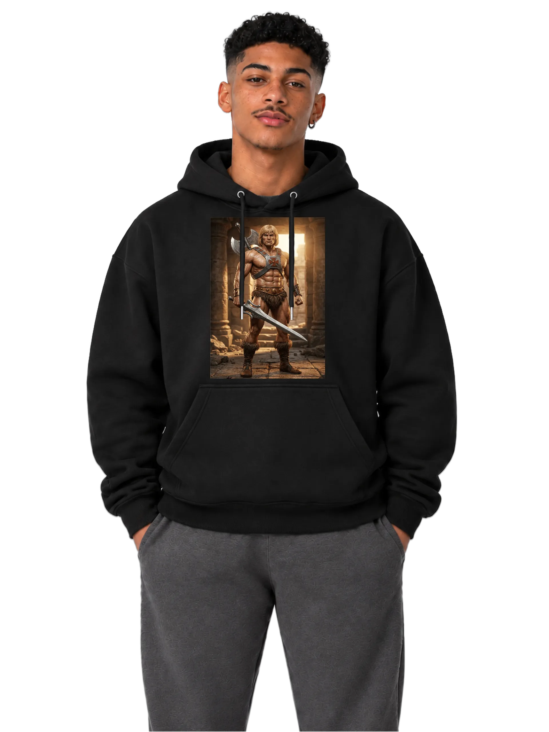 Blusa Moletom Guerreiro Bárbaro Realista Machado Espada - Imagem 3