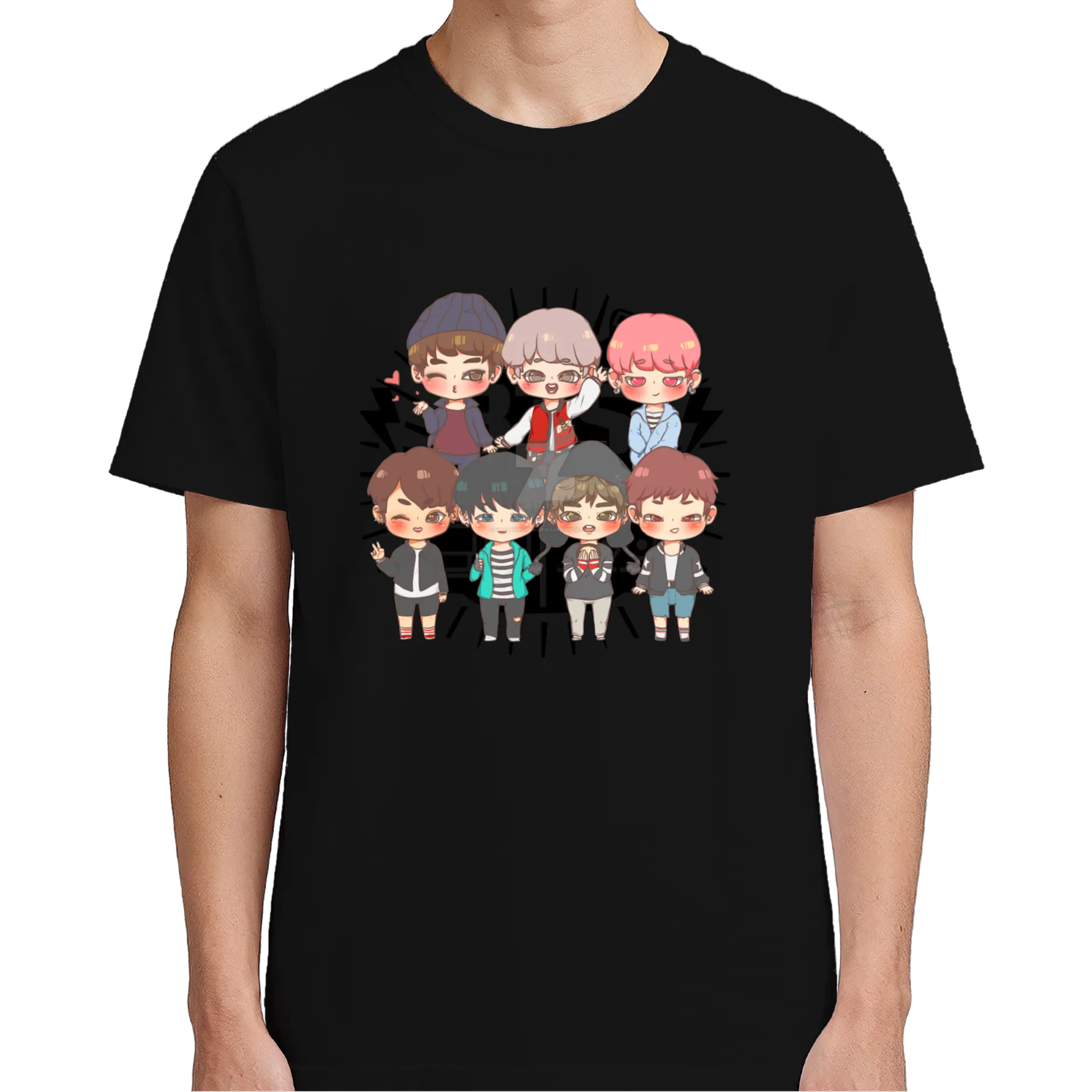Camiseta Estampa Chibi Personagens Diversos 100% Algodão - Imagem 5