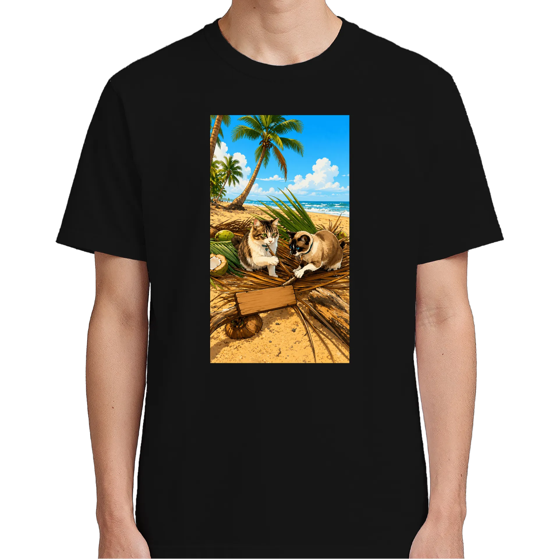 Camiseta gatos na praia - Imagem 5