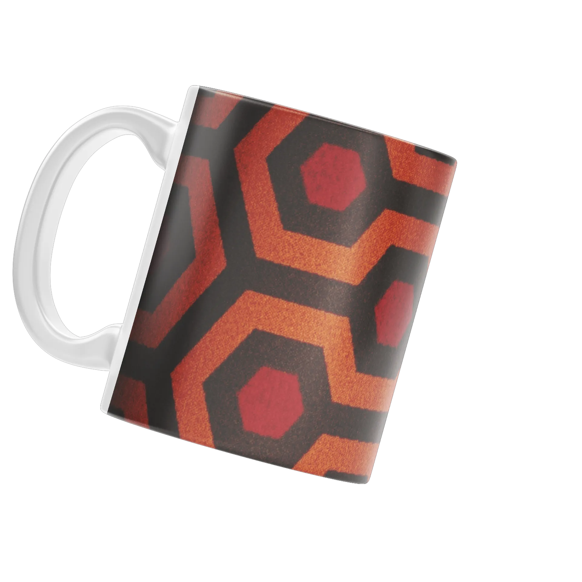 Caneca Porcelana Geométrica Laranja Marrom 325ml - Imagem 3