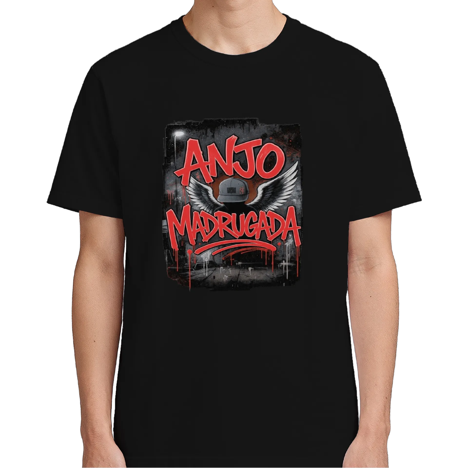 Camiseta Anjo Madrugada Estampa Grafite 100% Algodão - Imagem 5