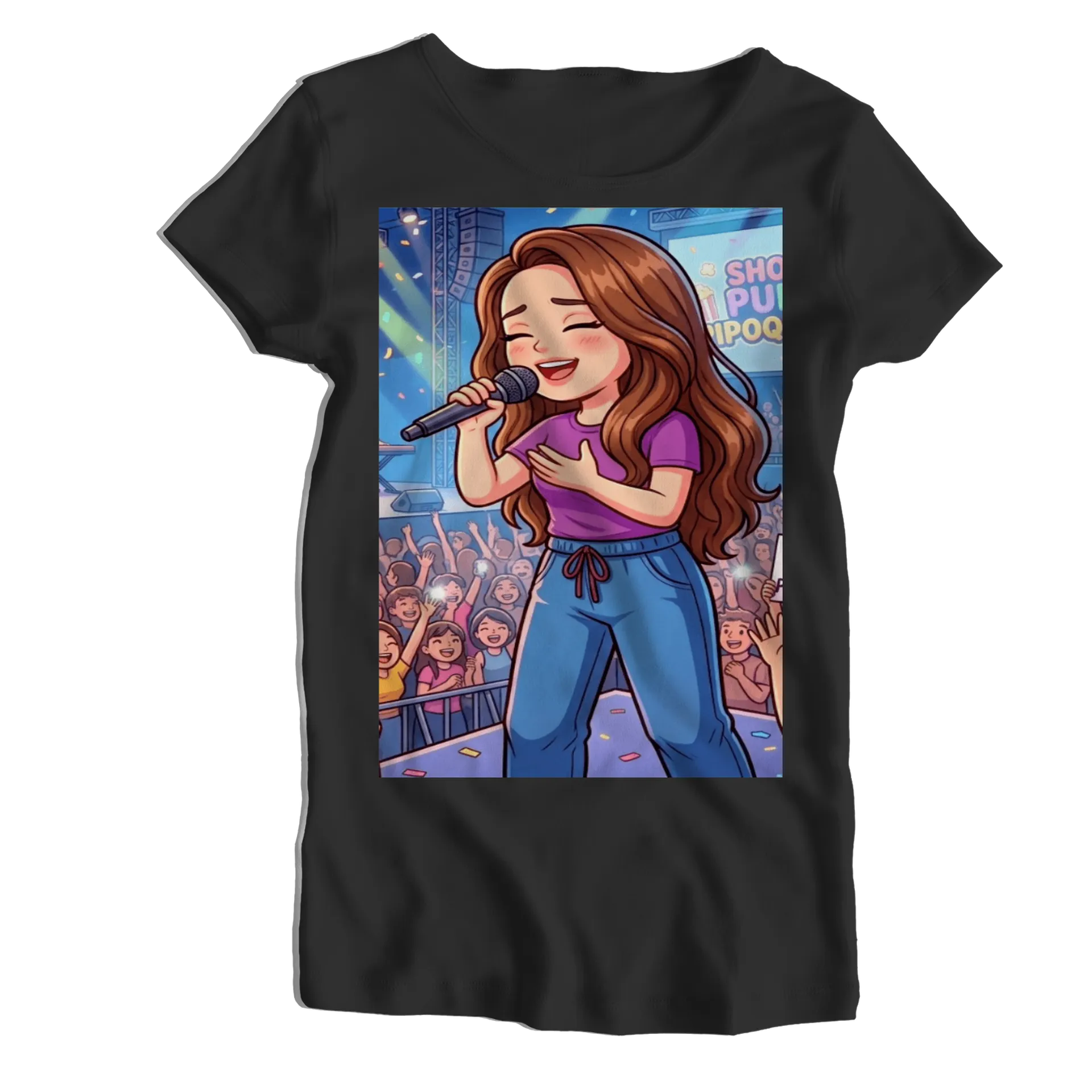 Camiseta Babylook Cantora Cartoon Show Musical 100% Algodão - Imagem 1