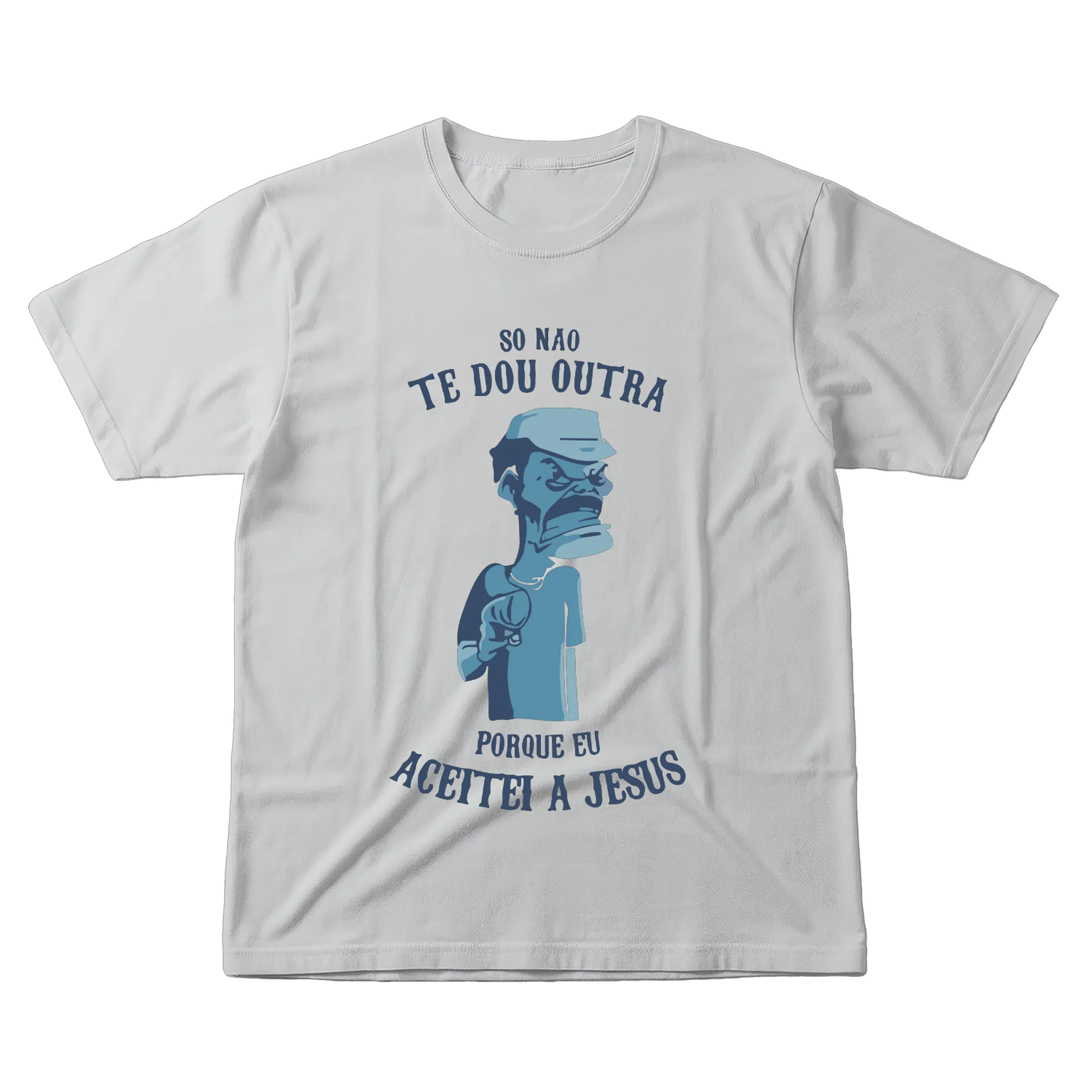 Camiseta Estampa Humorística Aceitei a Jesus 100% Algodão - Imagem 1