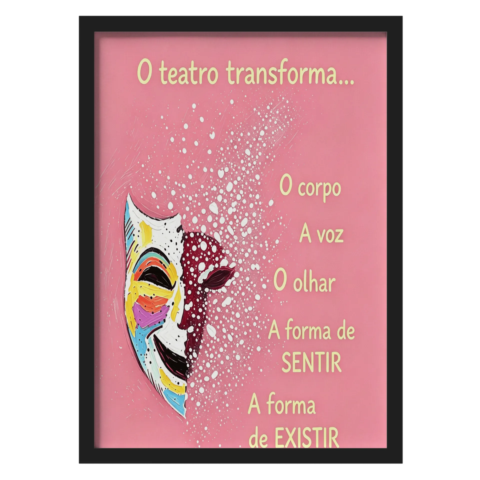 Quadro Máscara Colorida Abstrata A3 MDF e Vidro - Imagem 1