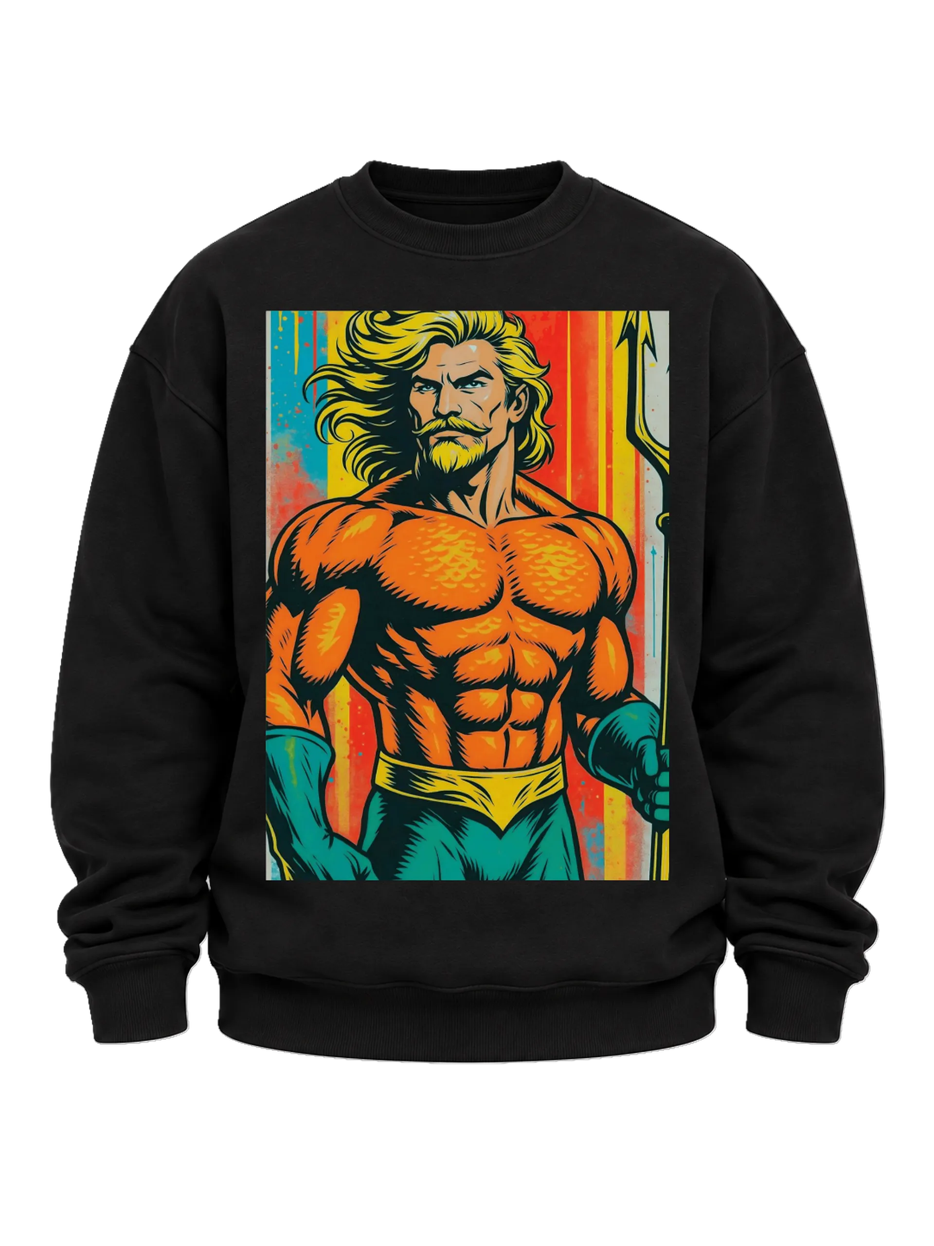 Suéter Homem Forte Ilustração Retrô Colorida de Moletom - Imagem 5