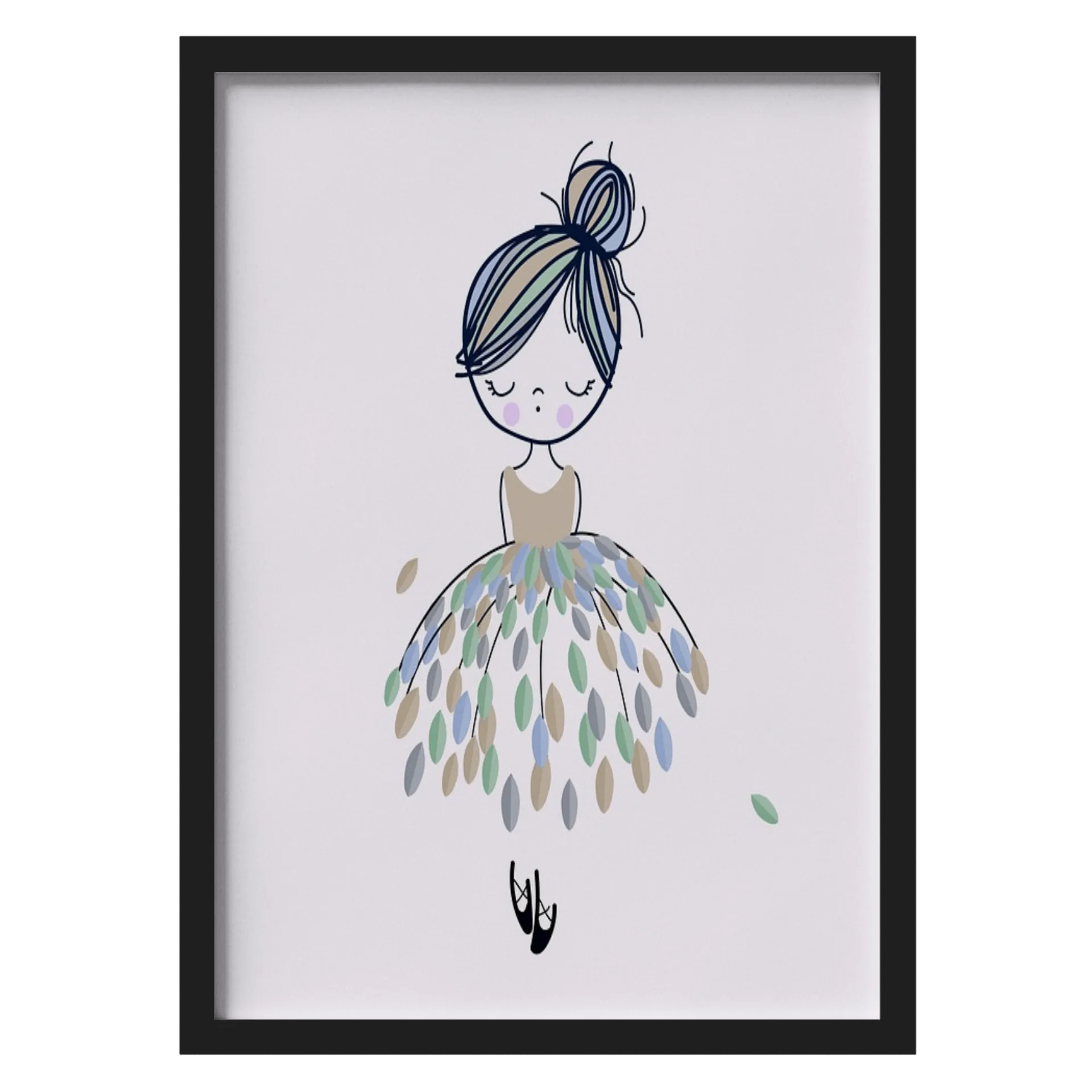 Quadro Menina com Vestido Colorido A3 MDF e Vidro - Imagem 1