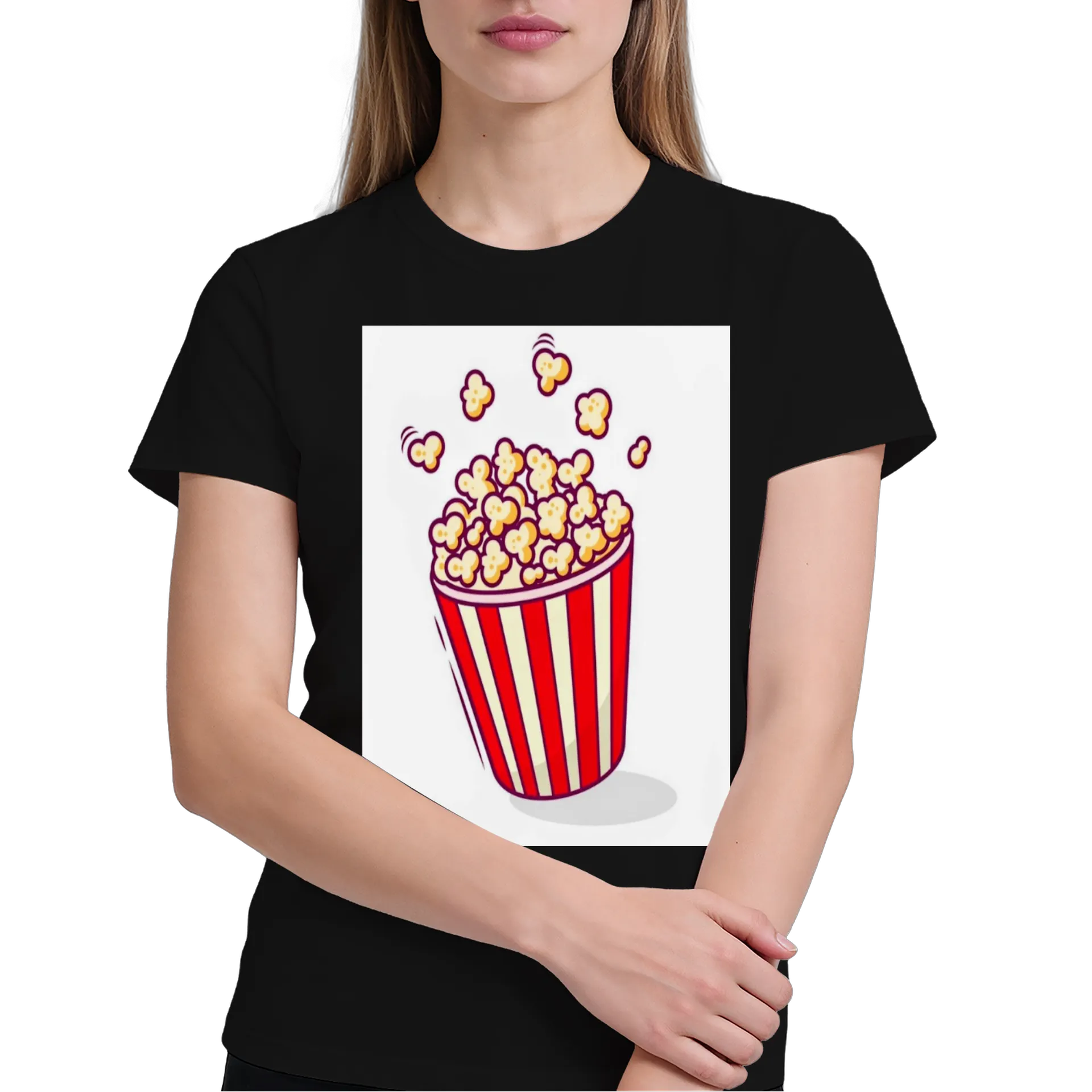 Camiseta Pipoca em Balde Listrado Vermelho 100% Algodão - Imagem 3