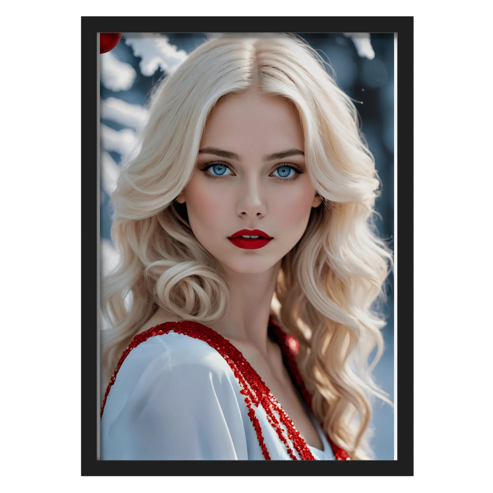 Quadro Retrato Realista Mulher Cabelos Loiros A3 com Vidro - Imagem 1