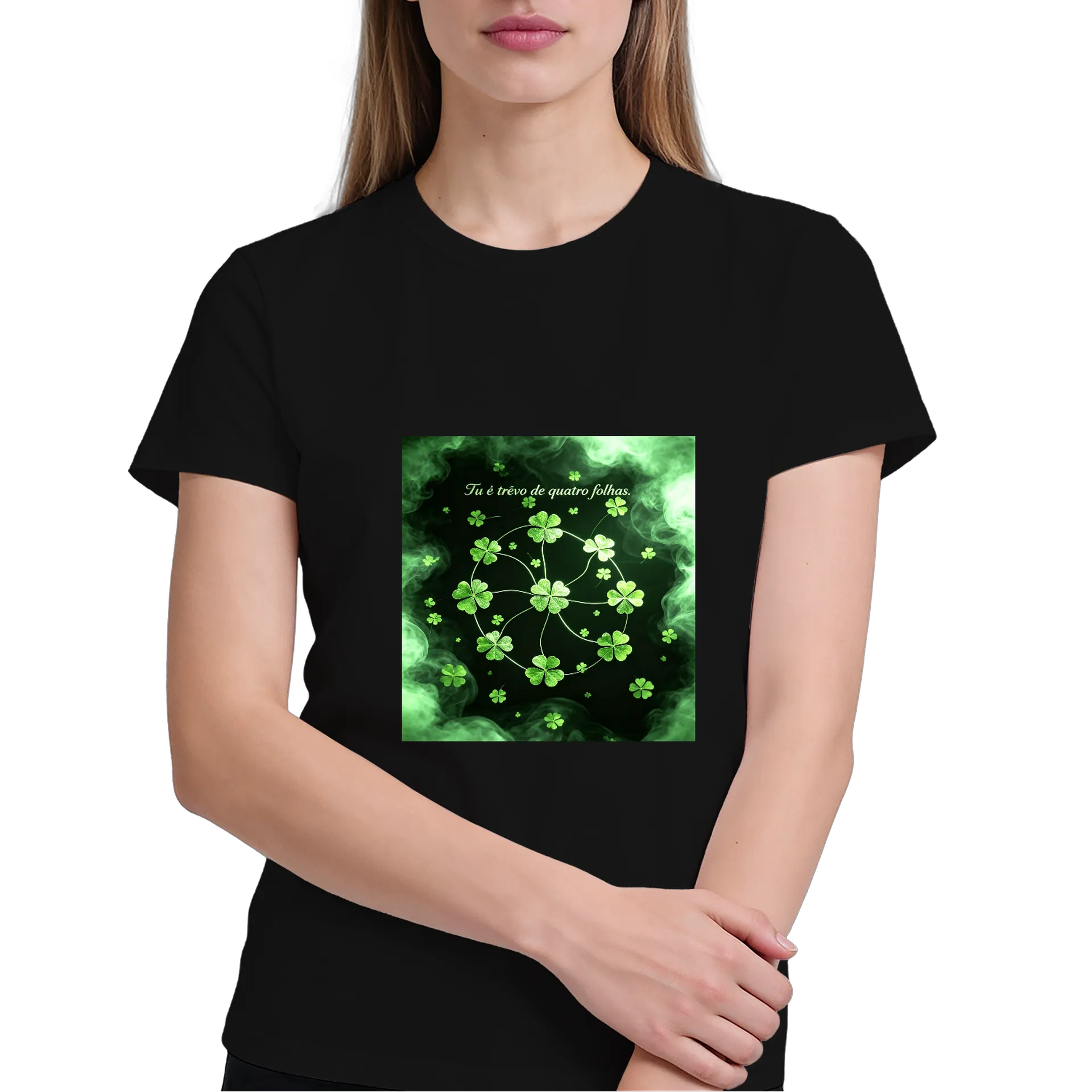 Camiseta Quatro Folhas Verde 100% Algodão - Imagem 4