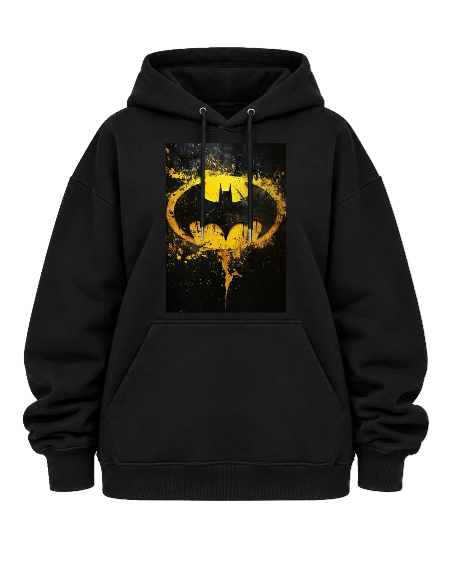 Blusa Moletom Canguru Batman Amarelo Estilo Grunge Preta - Imagem 5
