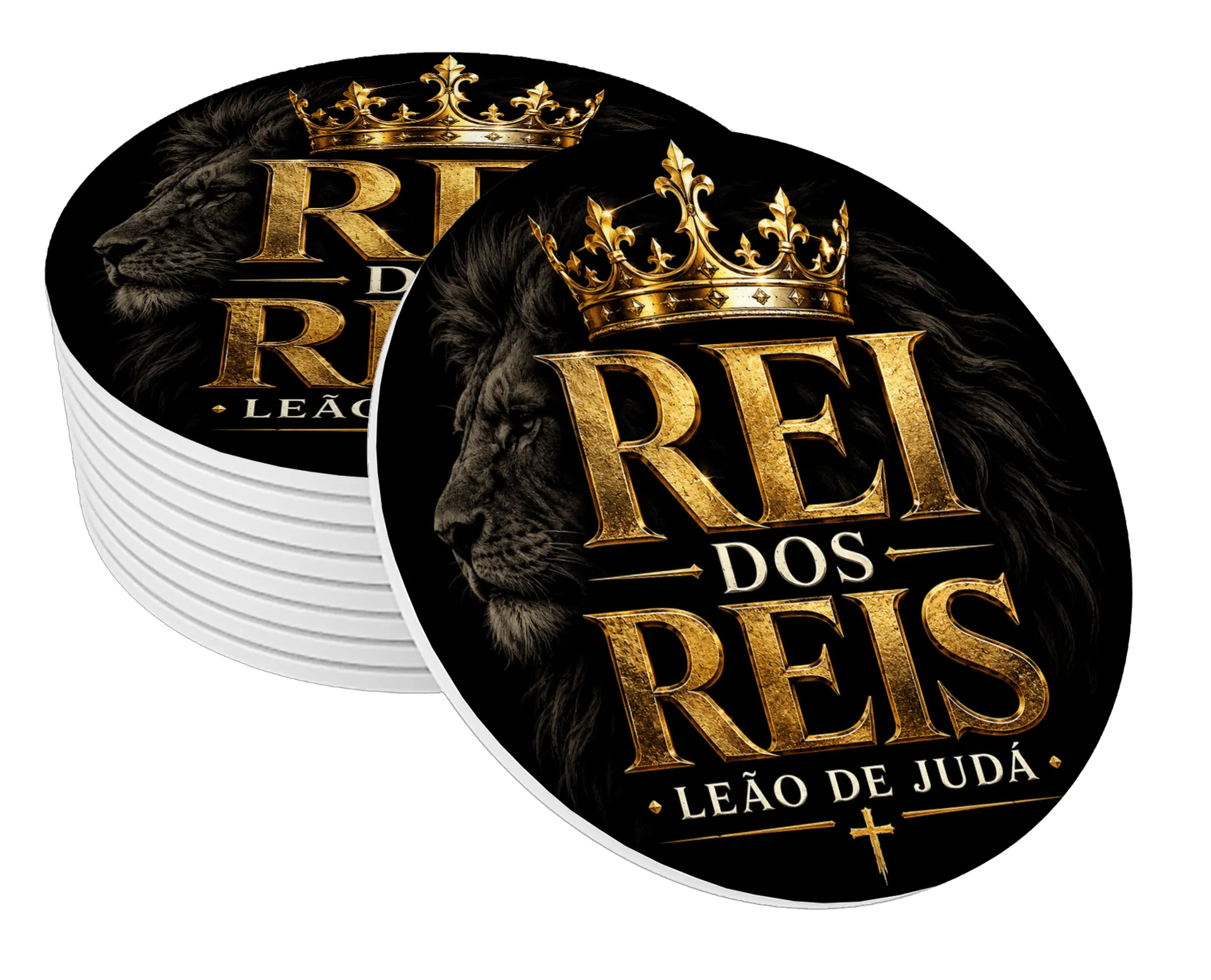 Porta-copo MDF Leão de Judá Rei dos Reis - Imagem 1