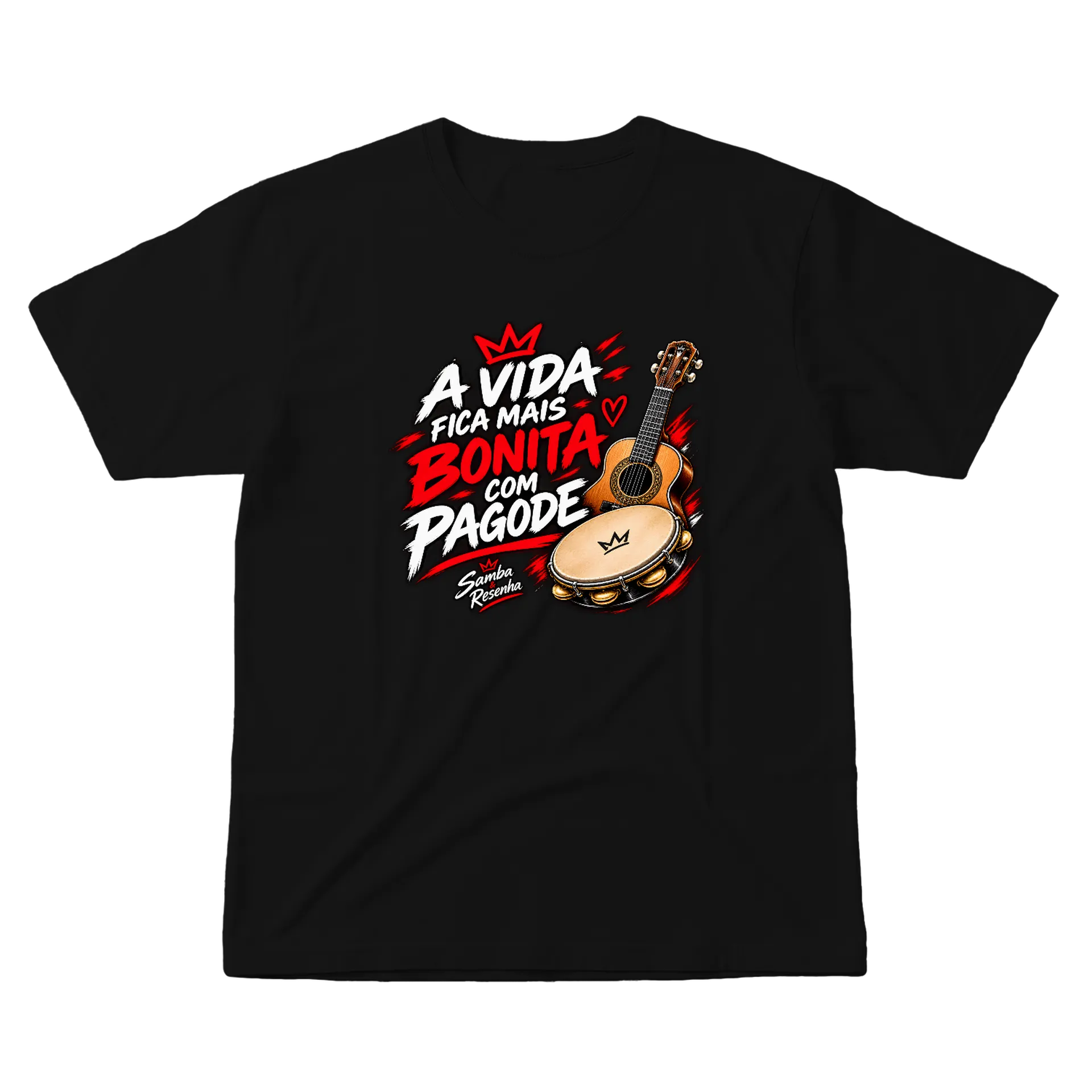Camiseta Frase A Vida Fica Mais Bonita com Pagode 100% de MARCUSVINICIUSVARGAS — imagem 1 de 6
