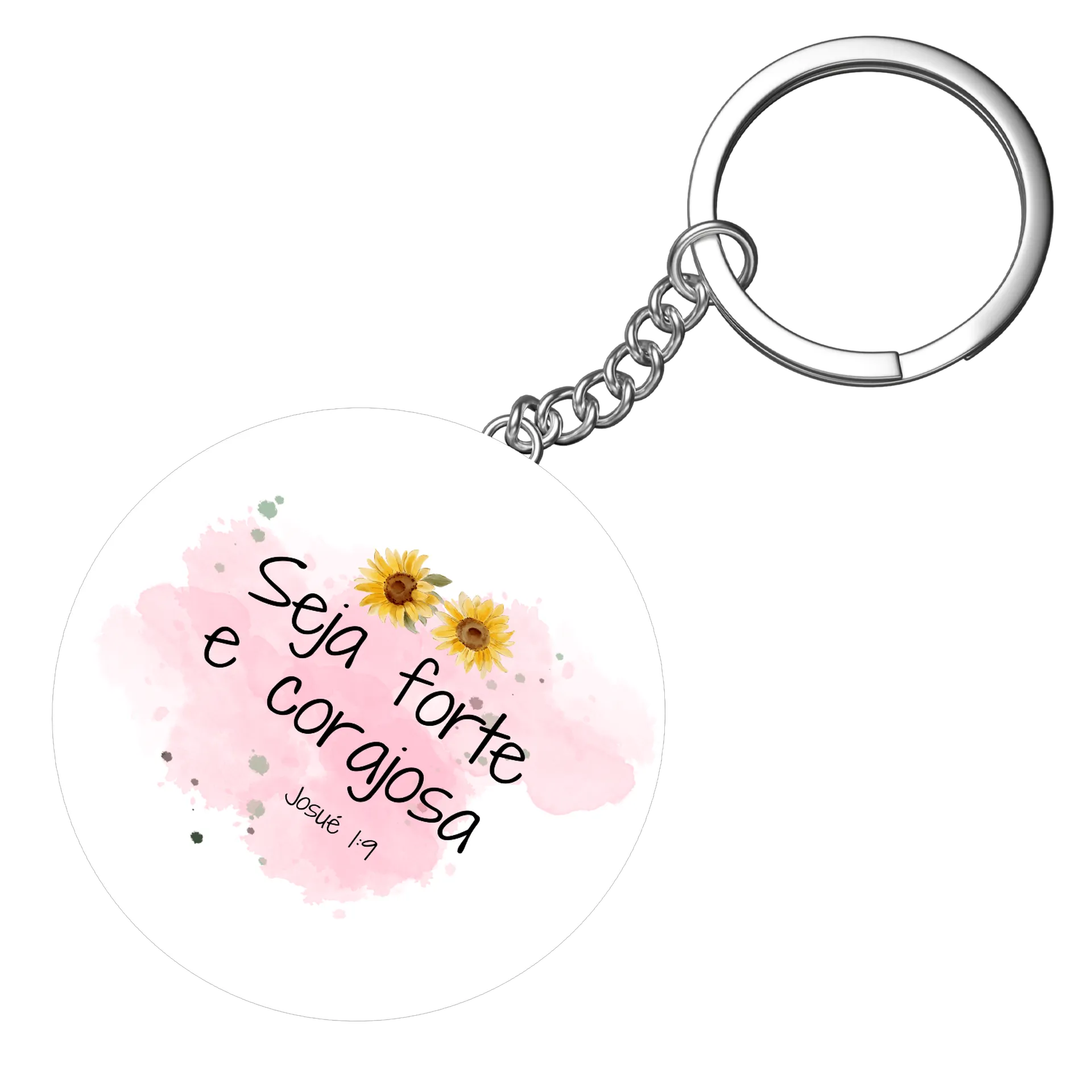 Chaveiro MDF Versão Rosa com Flores e Frase Seja Forte e de Gameon19 — imagem 3 de 3