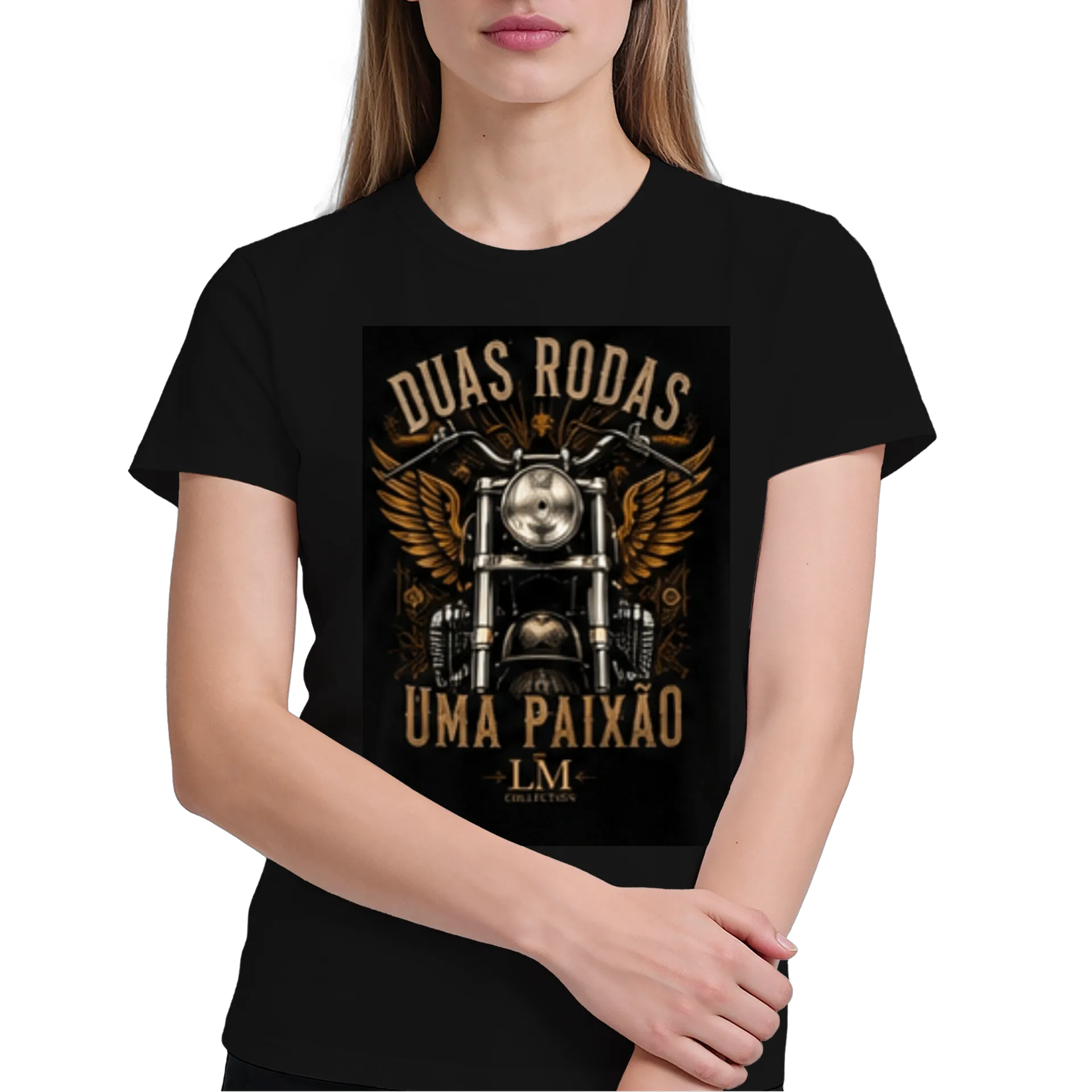 Camiseta Harley Davidson estilo com asa dourada 100% algodão - Imagem 4