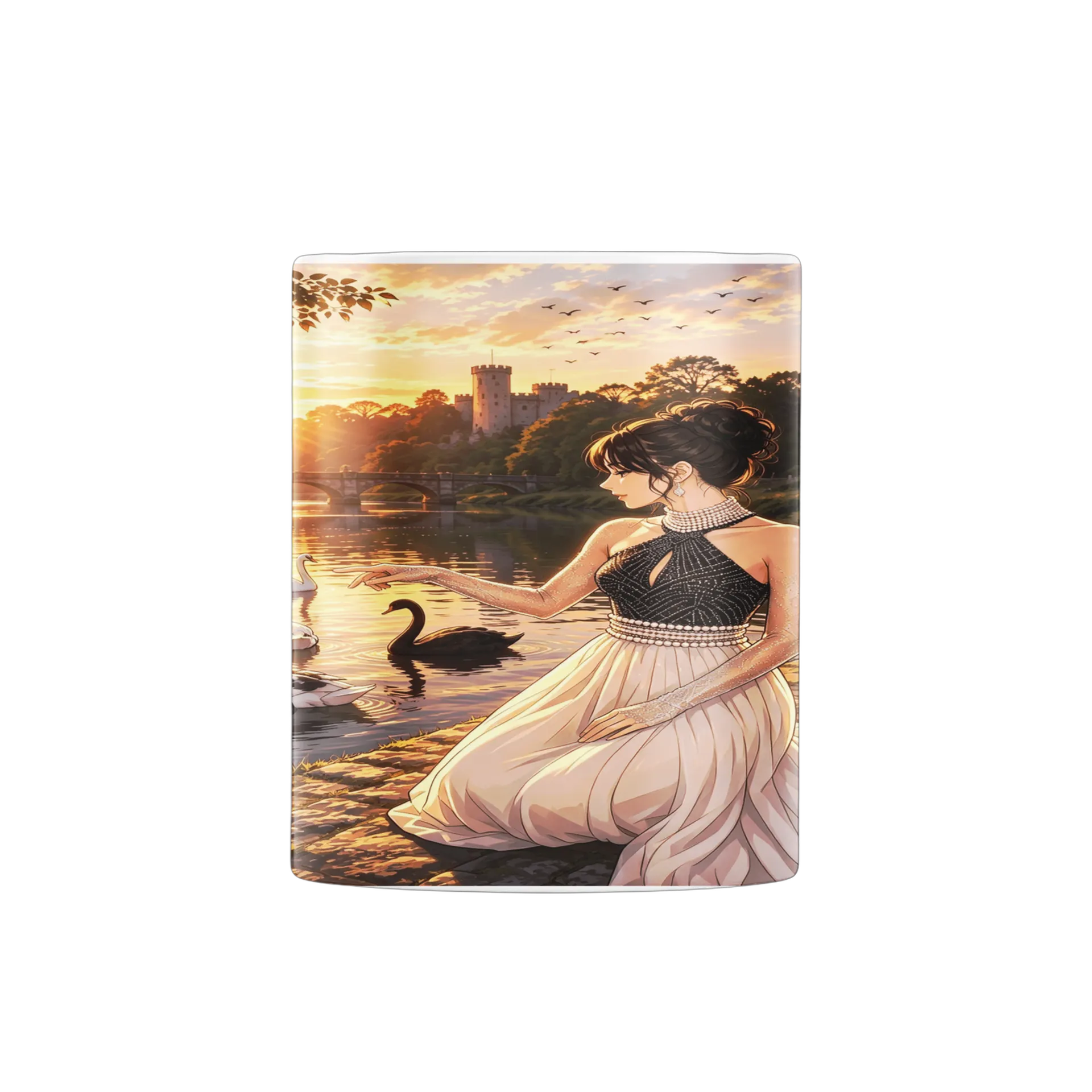 Caneca porcelana Princesa e Cisnes 325ml - Imagem 3