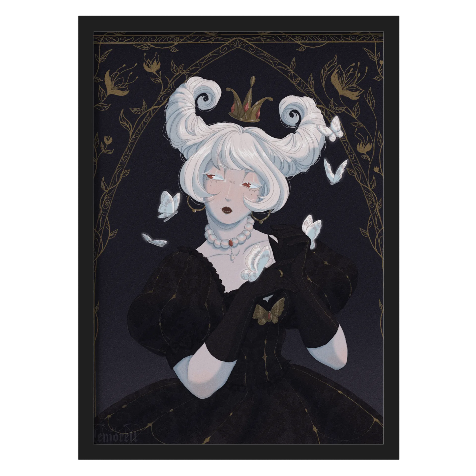 Quadro Anime Princesa de Cabelos Brancos A3 com Vidro - Imagem 1