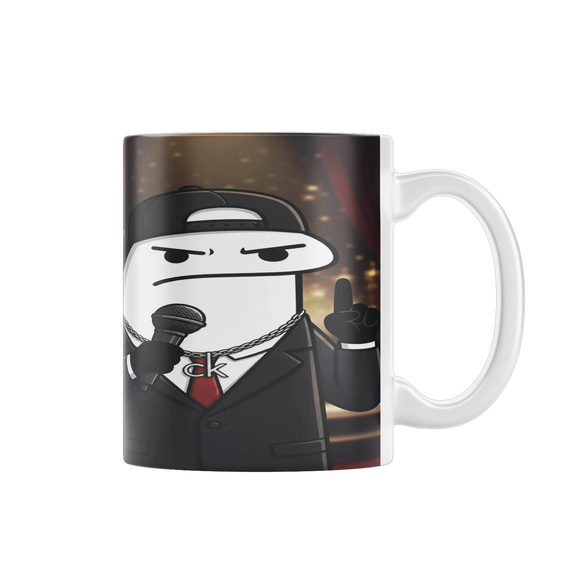 Caneca Personagem Cartunesco de Boné e Microfone 325ml de Flork Ck — imagem 1 de 4