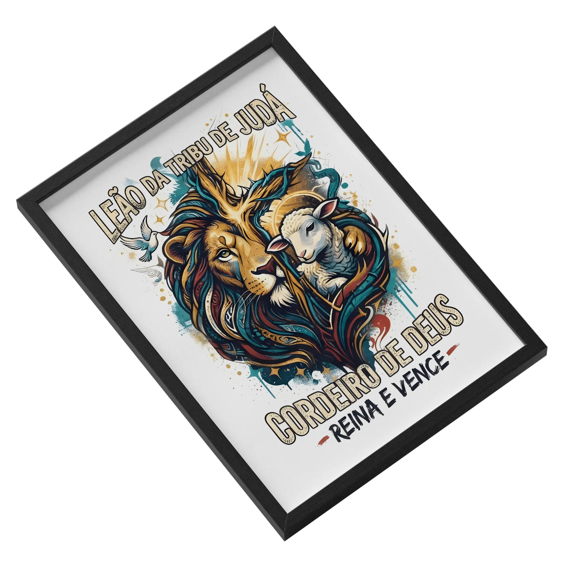 Quadro A3 personalizado Com Vidro leão e o cordeiro - Imagem 2