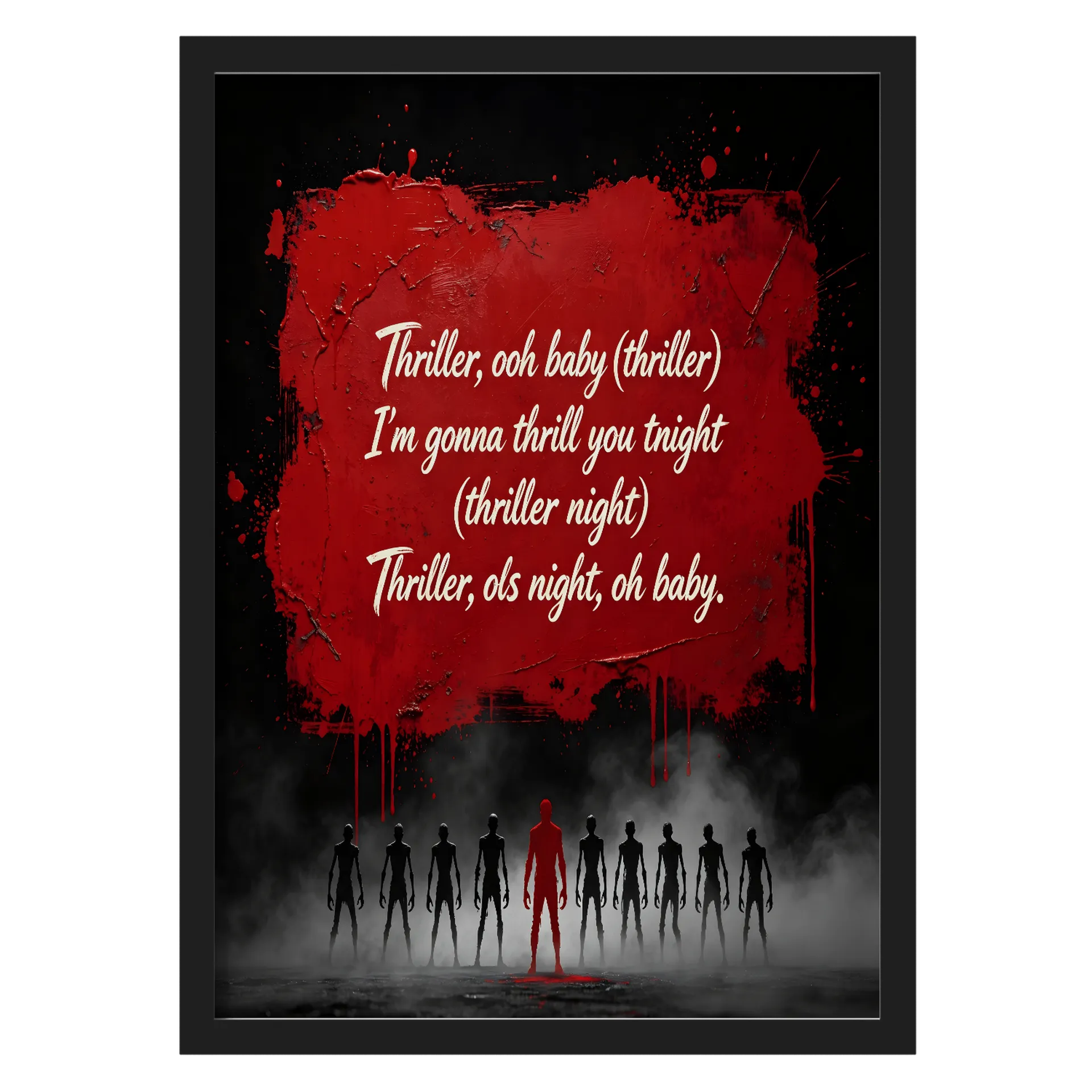 Quadro Estampa Tipográfica Thriller Silhuetas A3 - Imagem 1