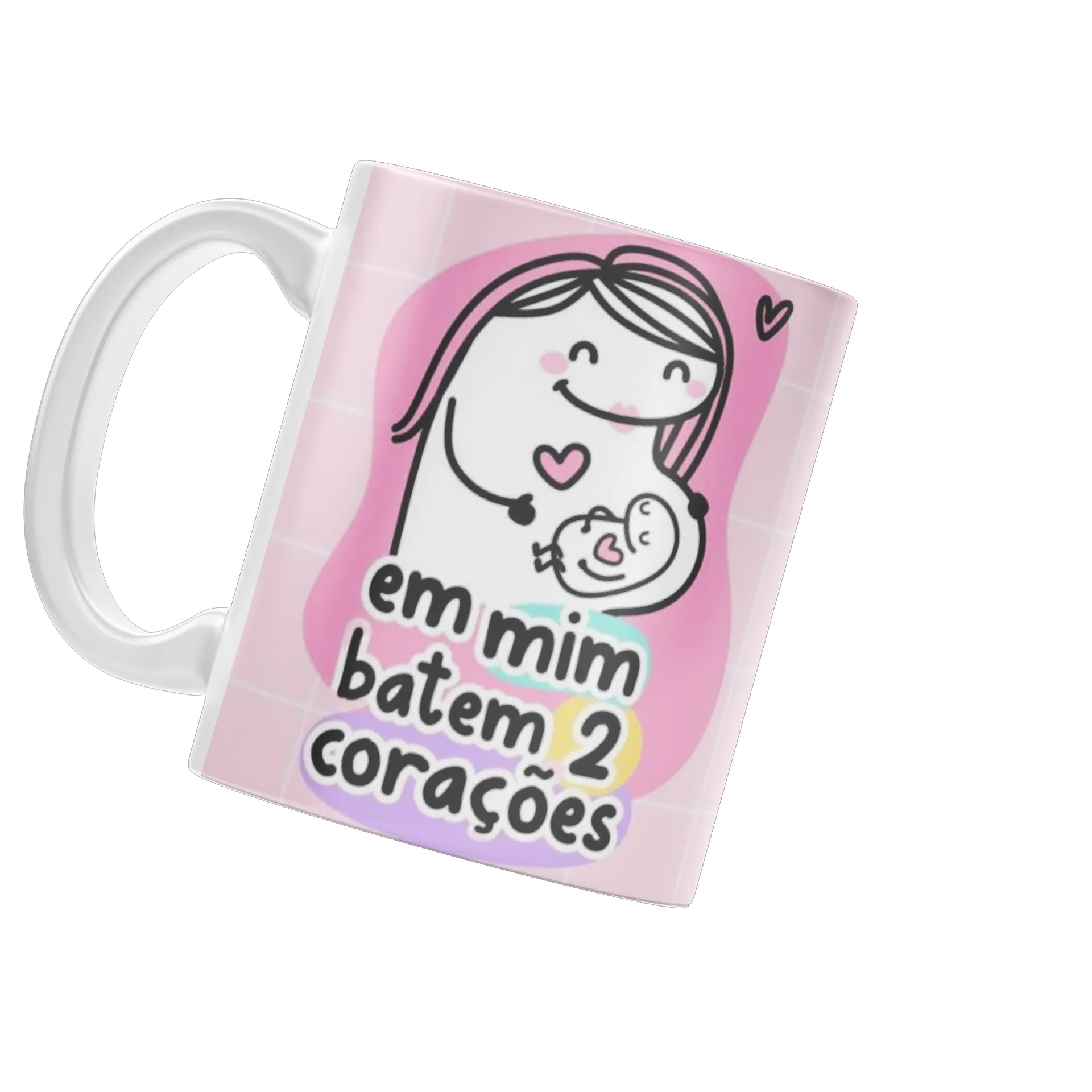 Caneca Porcelana Mãe e Bebê em Estilo Cartoon 325ml - Imagem 3