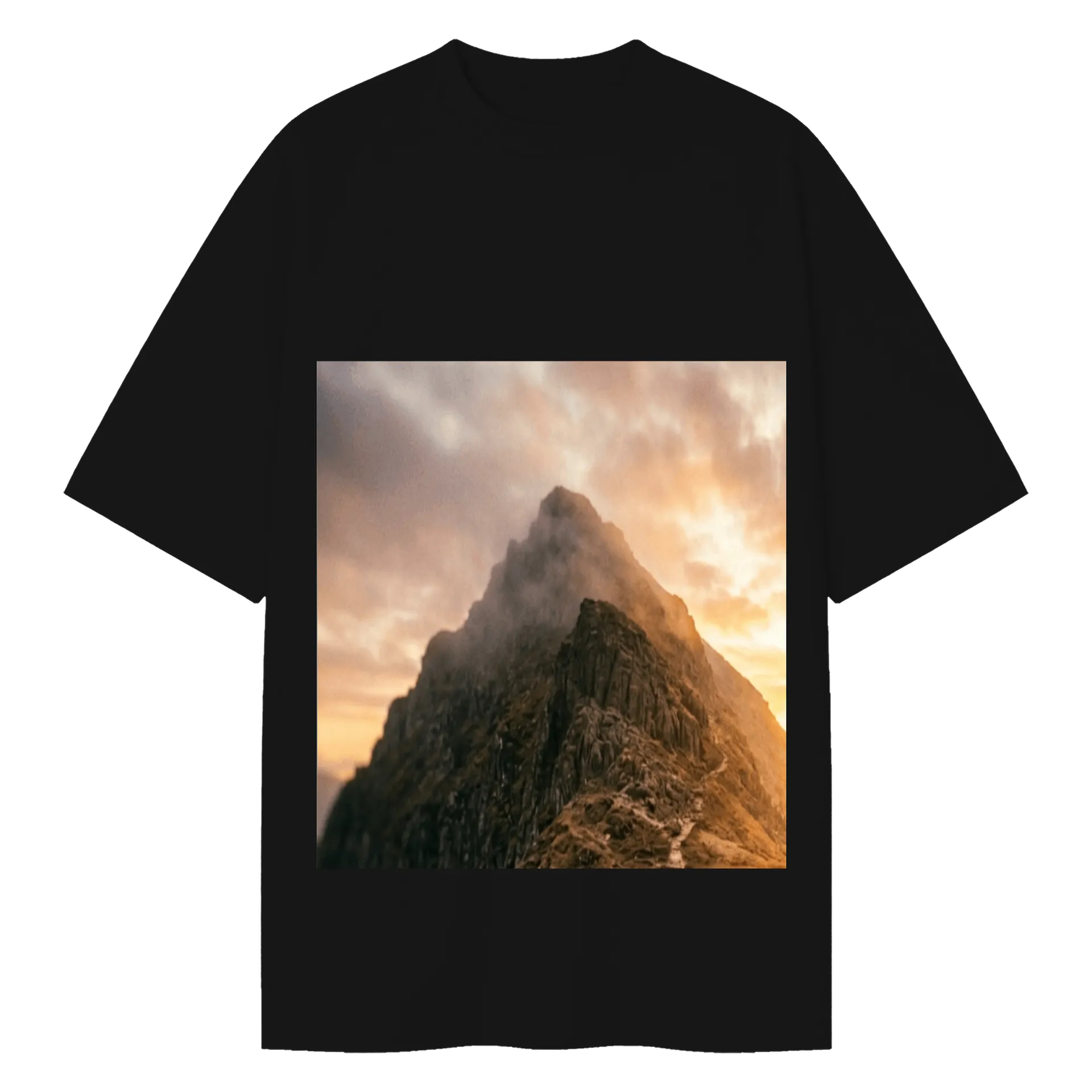 Camiseta Oversized Montanha ao Pôr do Sol Fotográfica - Imagem 1
