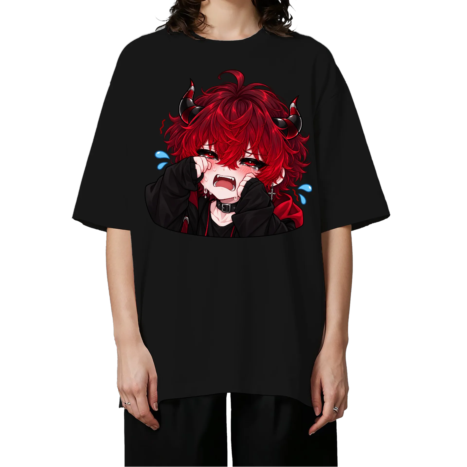 Camiseta Liebe Akuma Chorando Oversized de Liebe Akuma — imagem 3 de 6