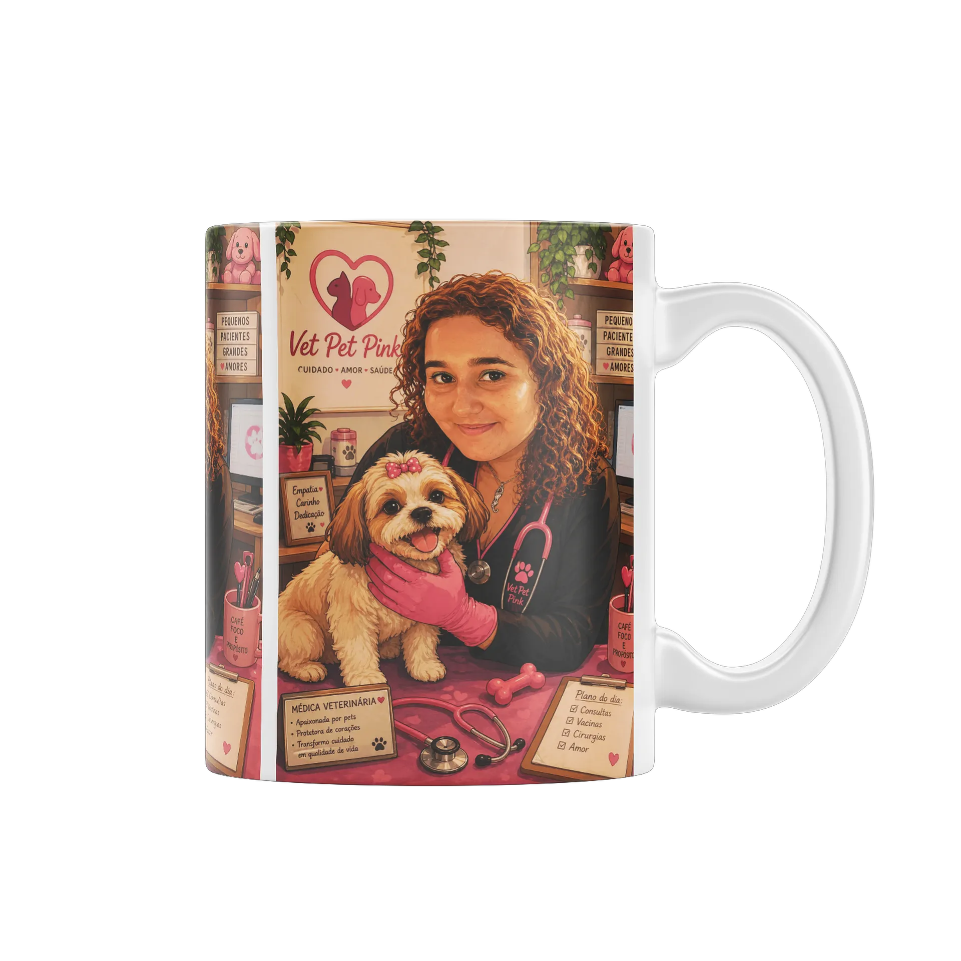 Caneca Porcelana Veterinária Cão e Gato Branco - Imagem 1