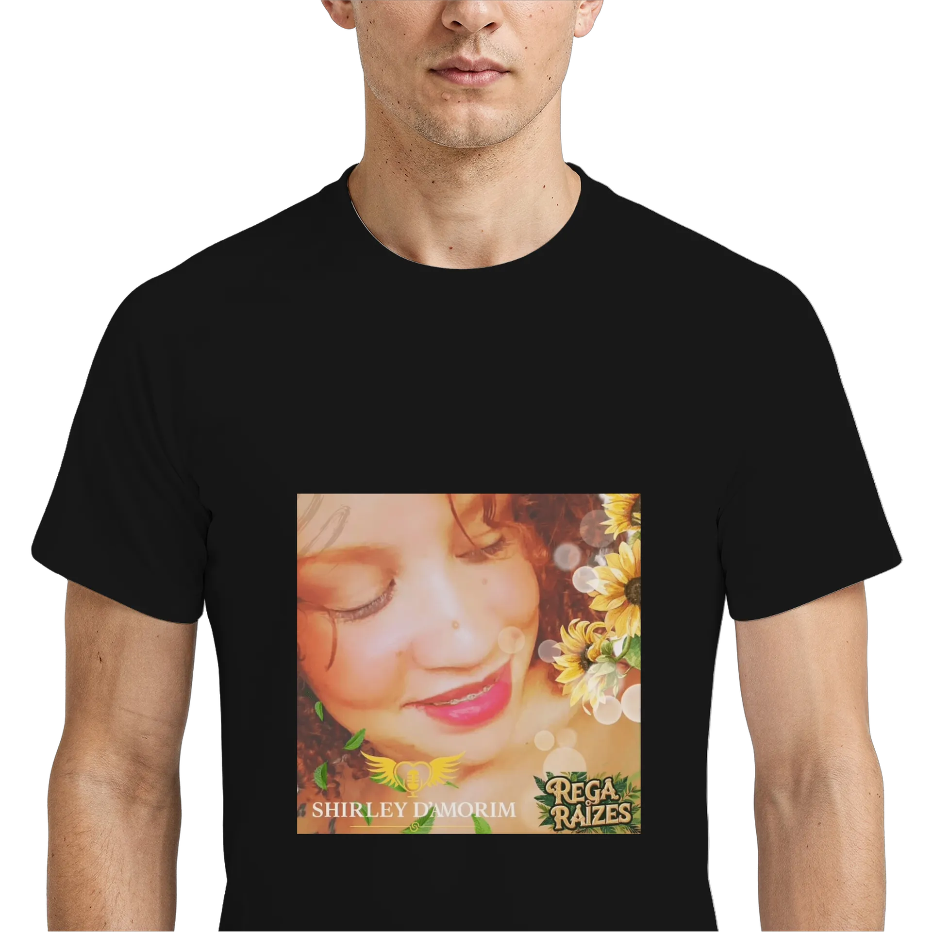 Camiseta Dry Fit Celebração Floral Dourado Preto - Imagem 4