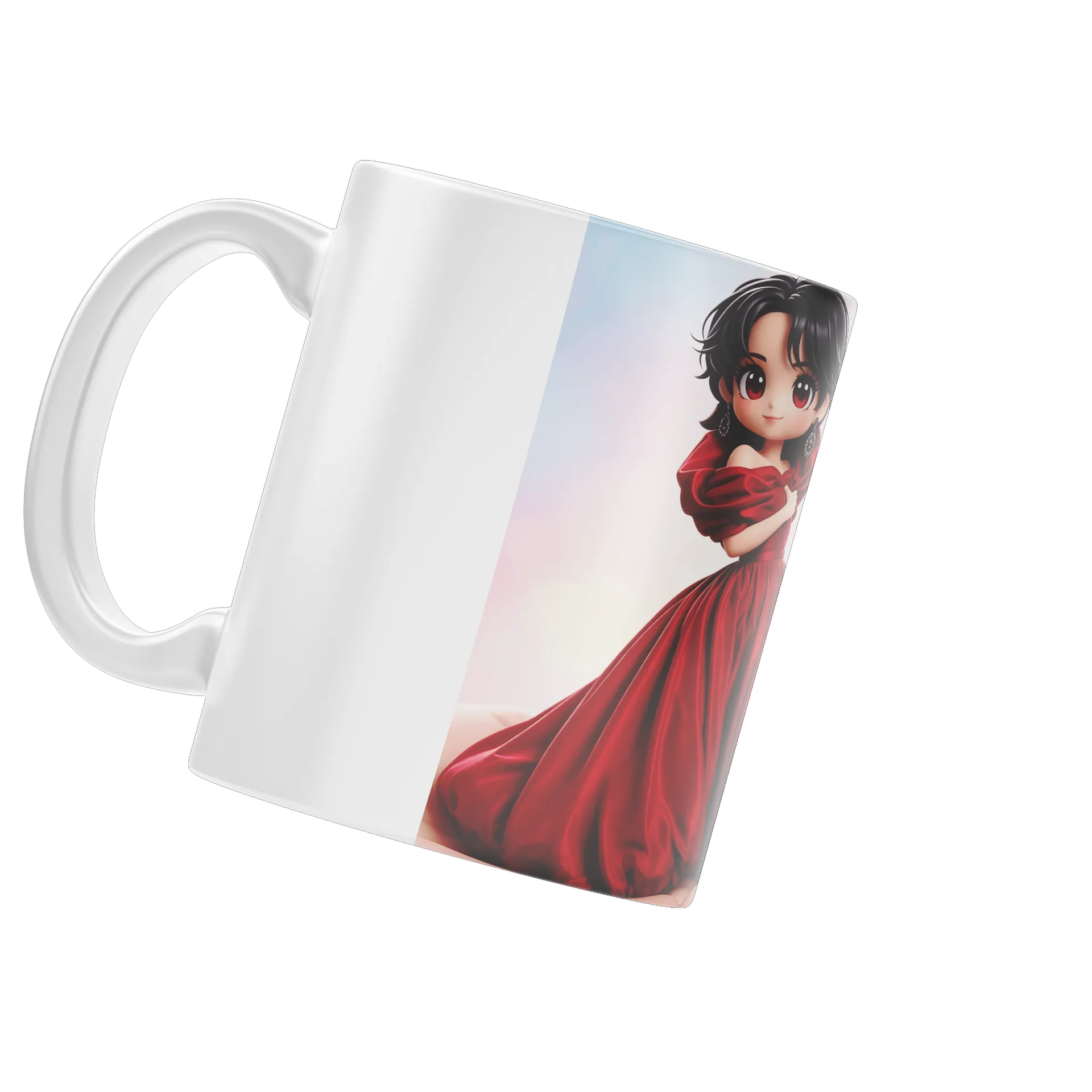 Caneca porcelana Estampa Boneca Princesa Vermelho 325ml - Imagem 4